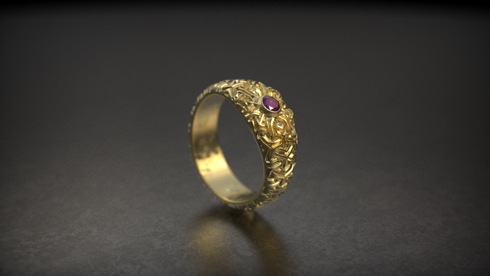 Patterned Gold Ring