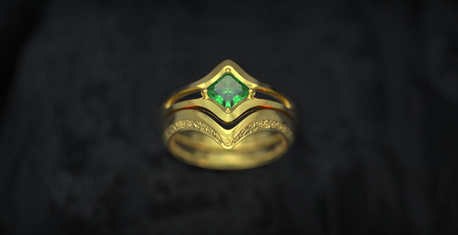 14K Gold Engagement Stacking Ring Set