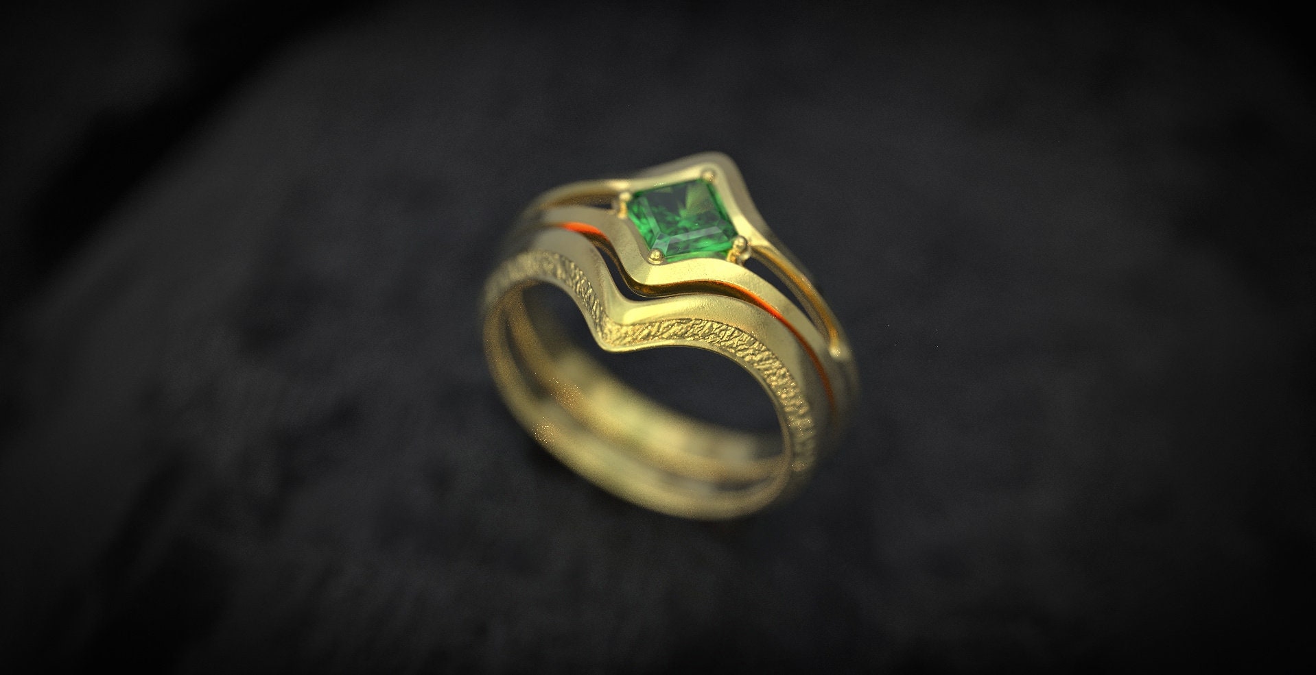 14K Gold Engagement Stacking Ring Set