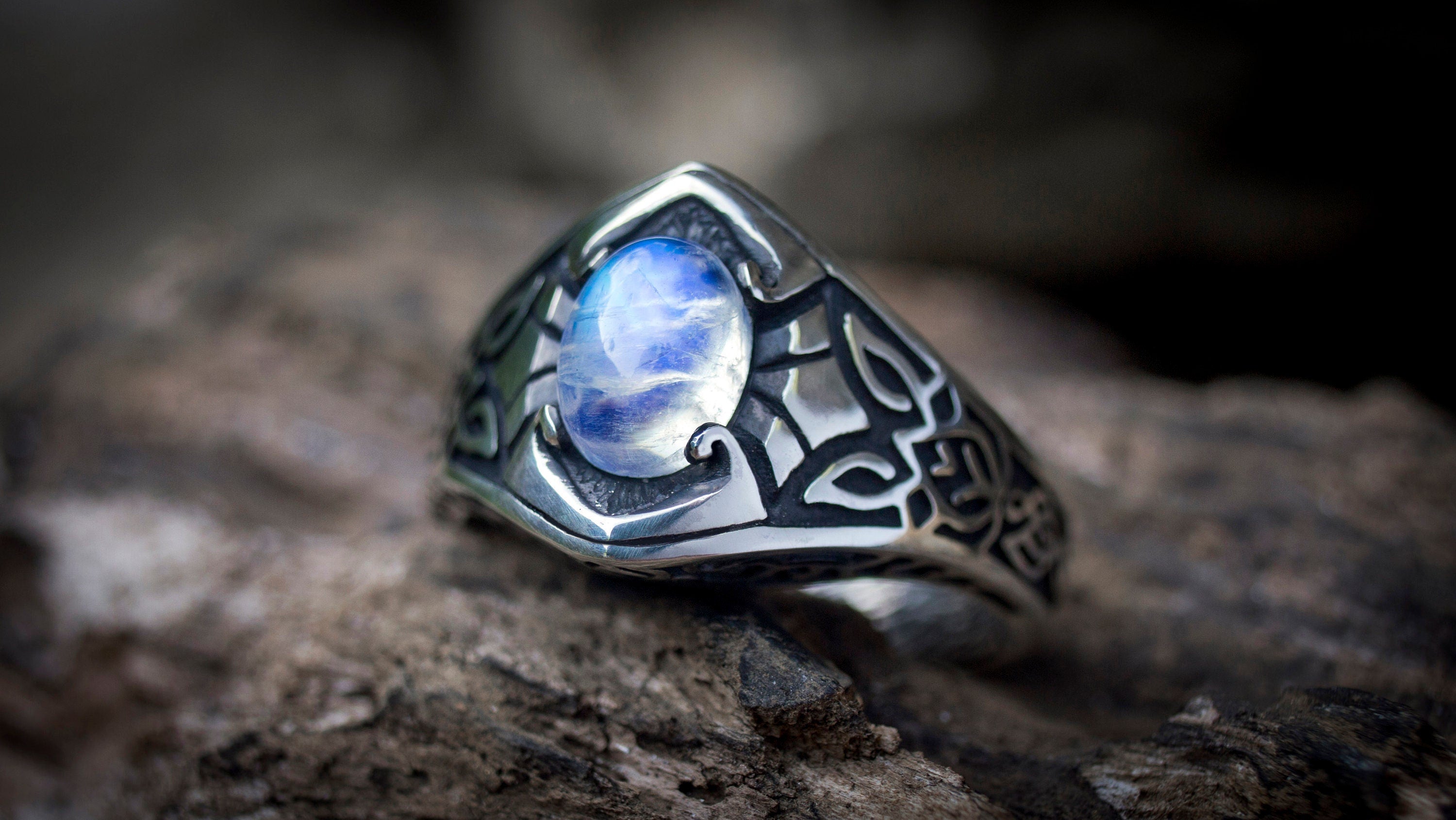 Rainbow Moonstone Engagement Ring