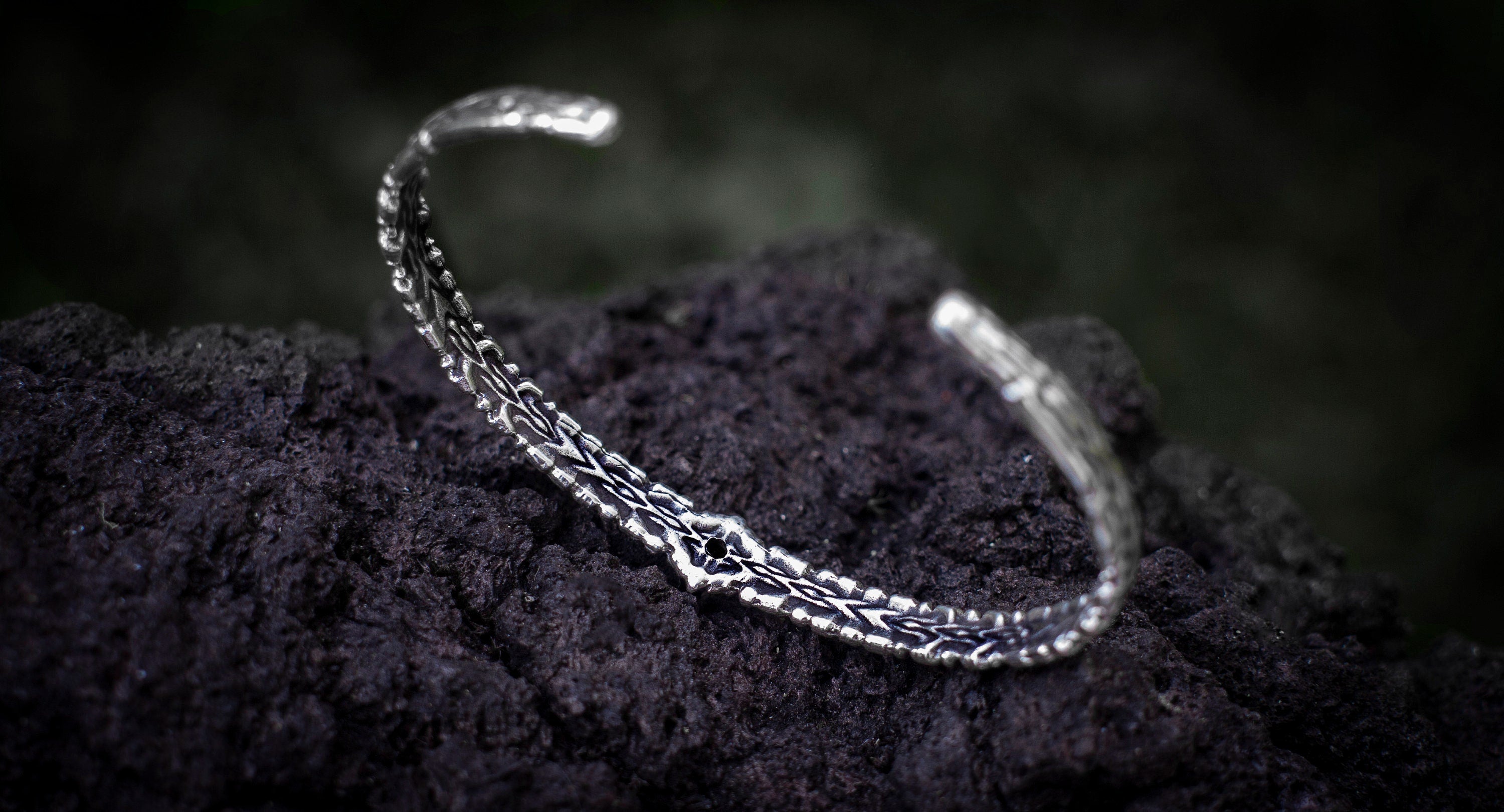 Silver Bangle Bracelet with Gemstone