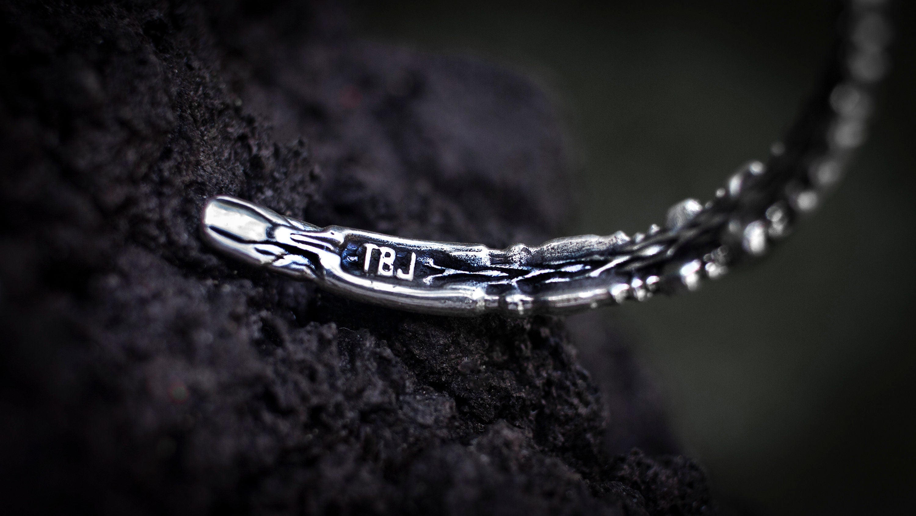 Silver Bangle Bracelet with Gemstone