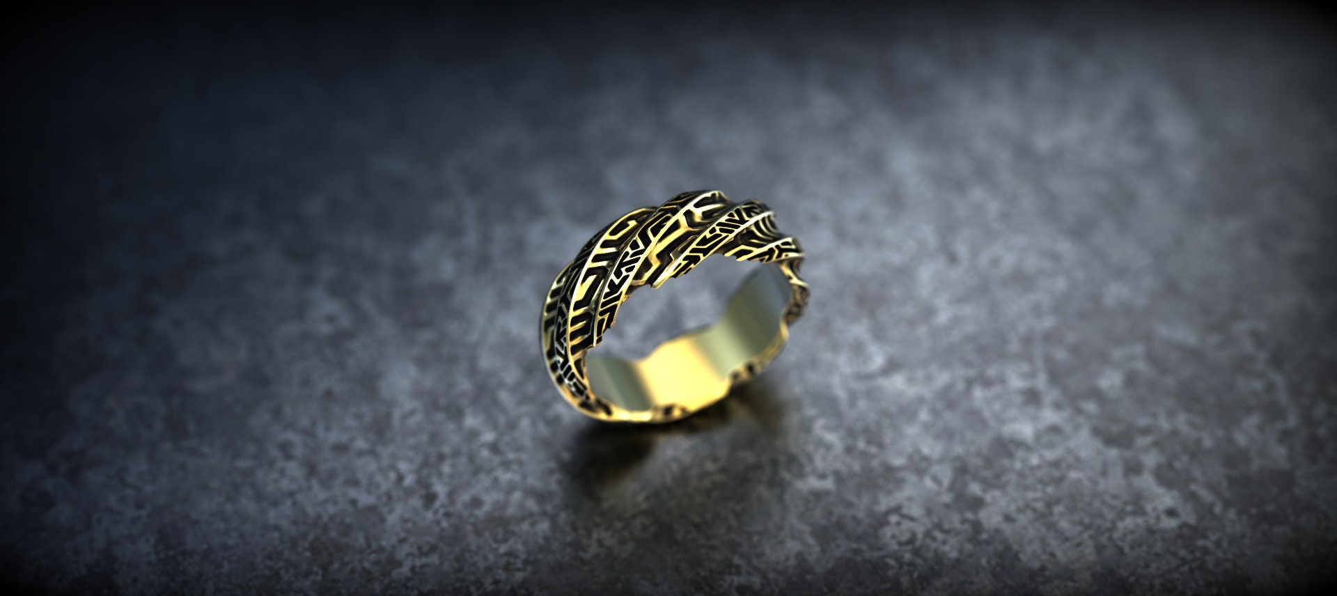 Patterned Gold Ring