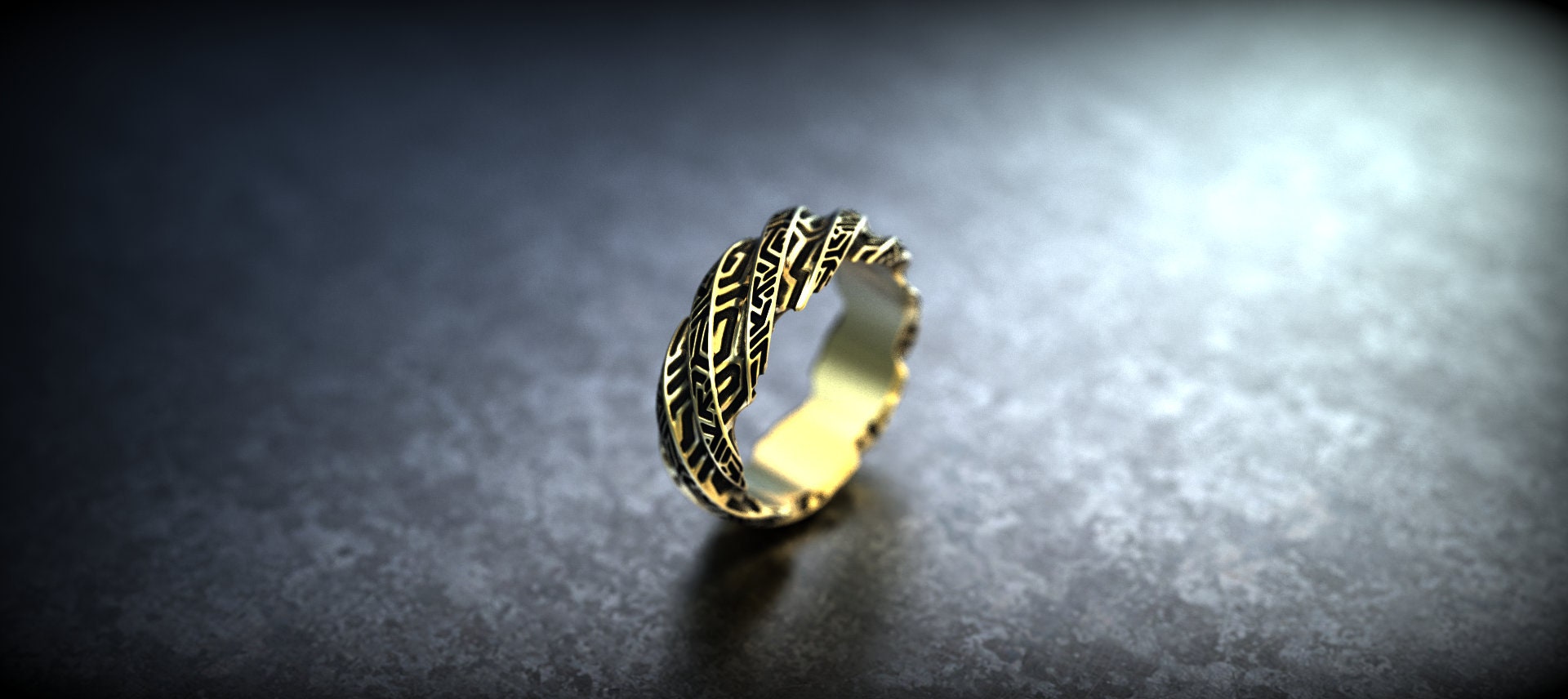 Patterned Gold Ring
