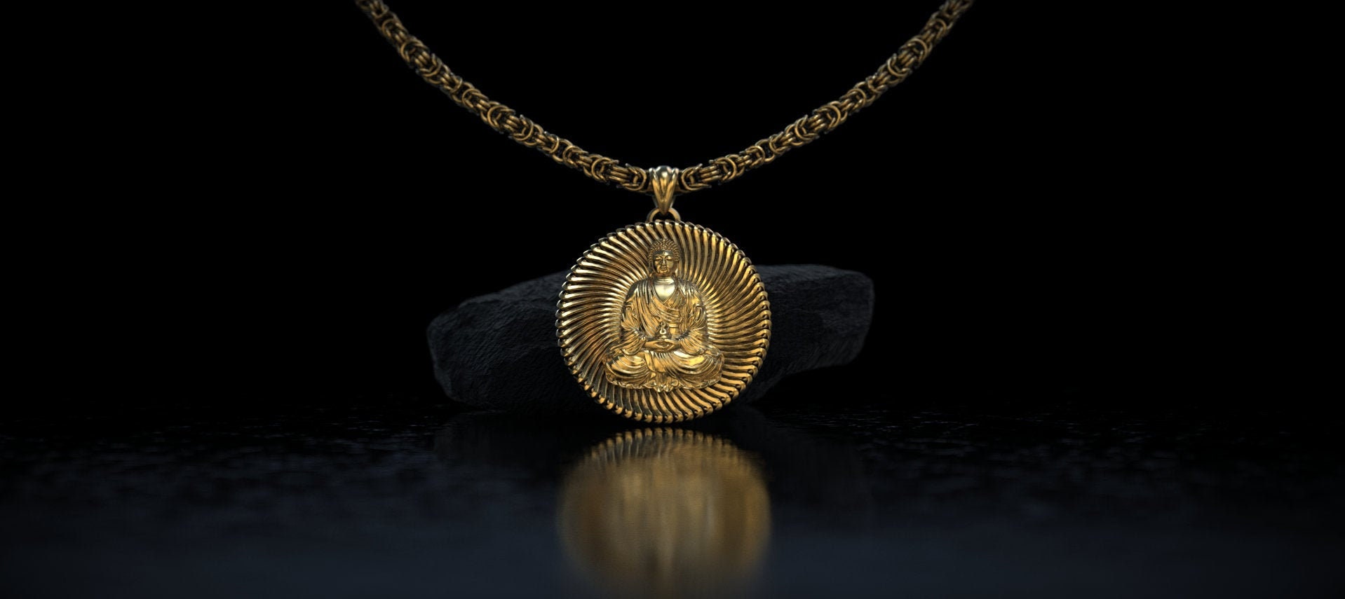 14K Gold Buddha Necklace