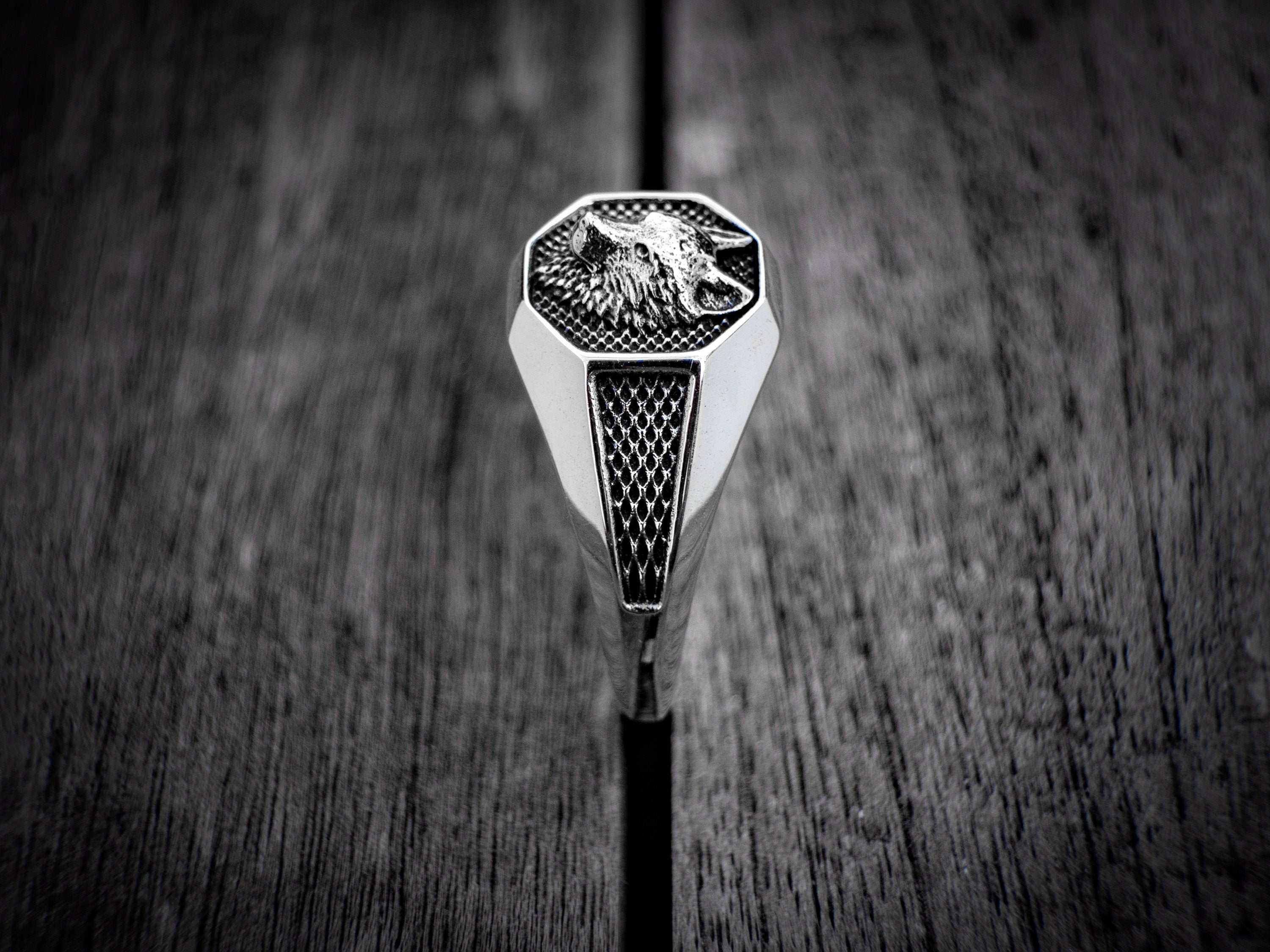Silver Wolf Ring Men