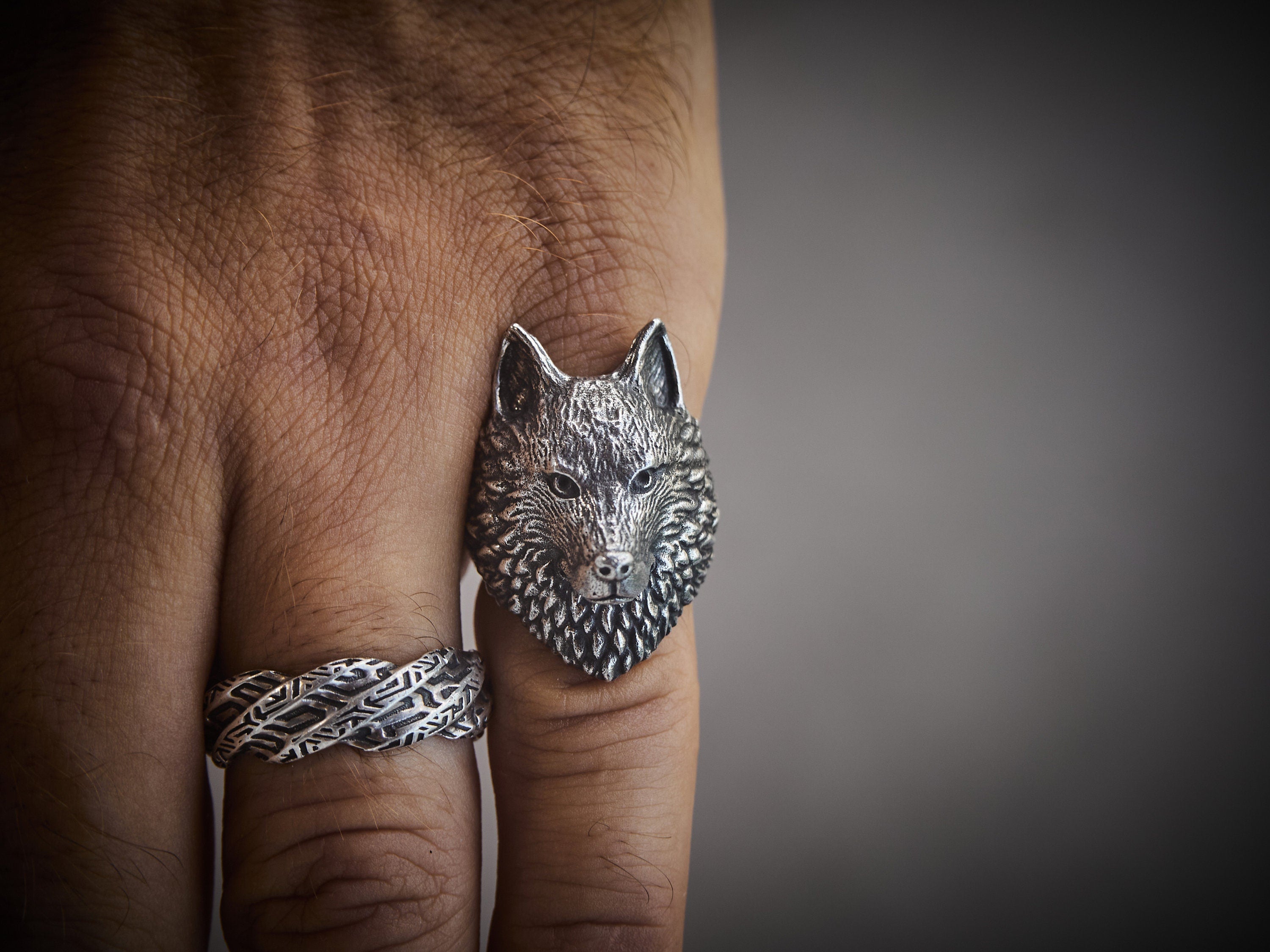 Wolf Head Men Ring