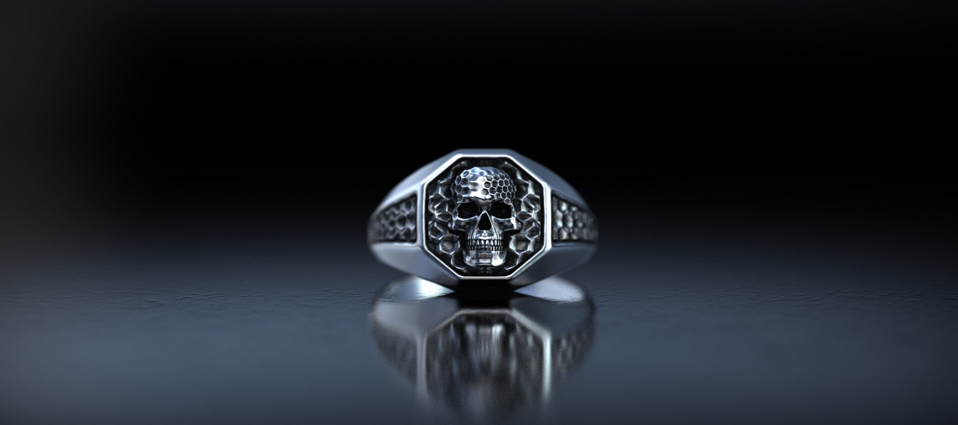 Silver Skull Signet Ring