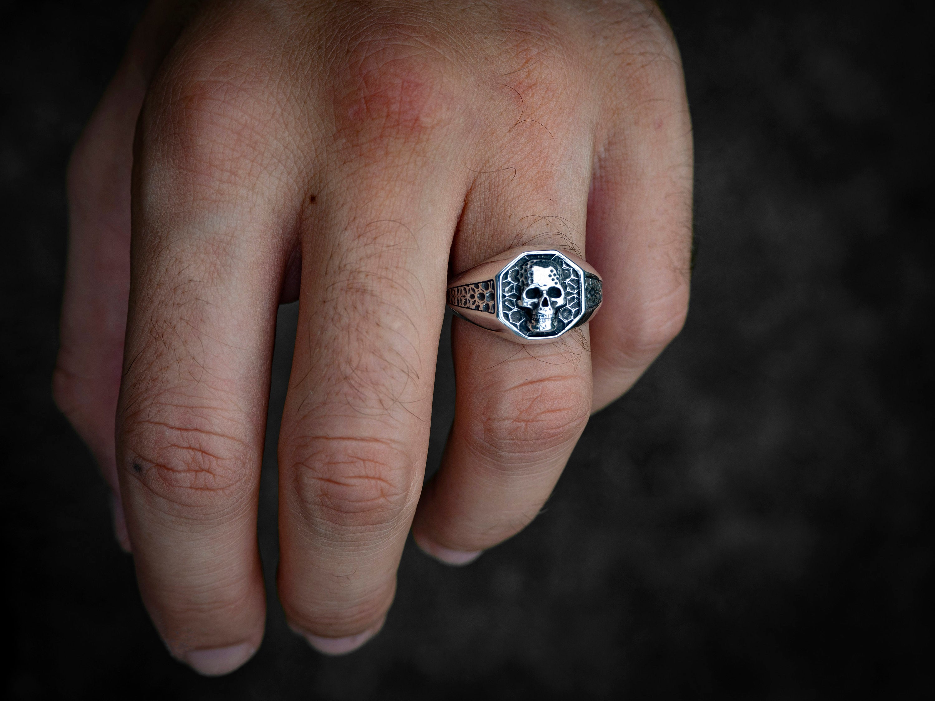 Silver Skull Signet Ring