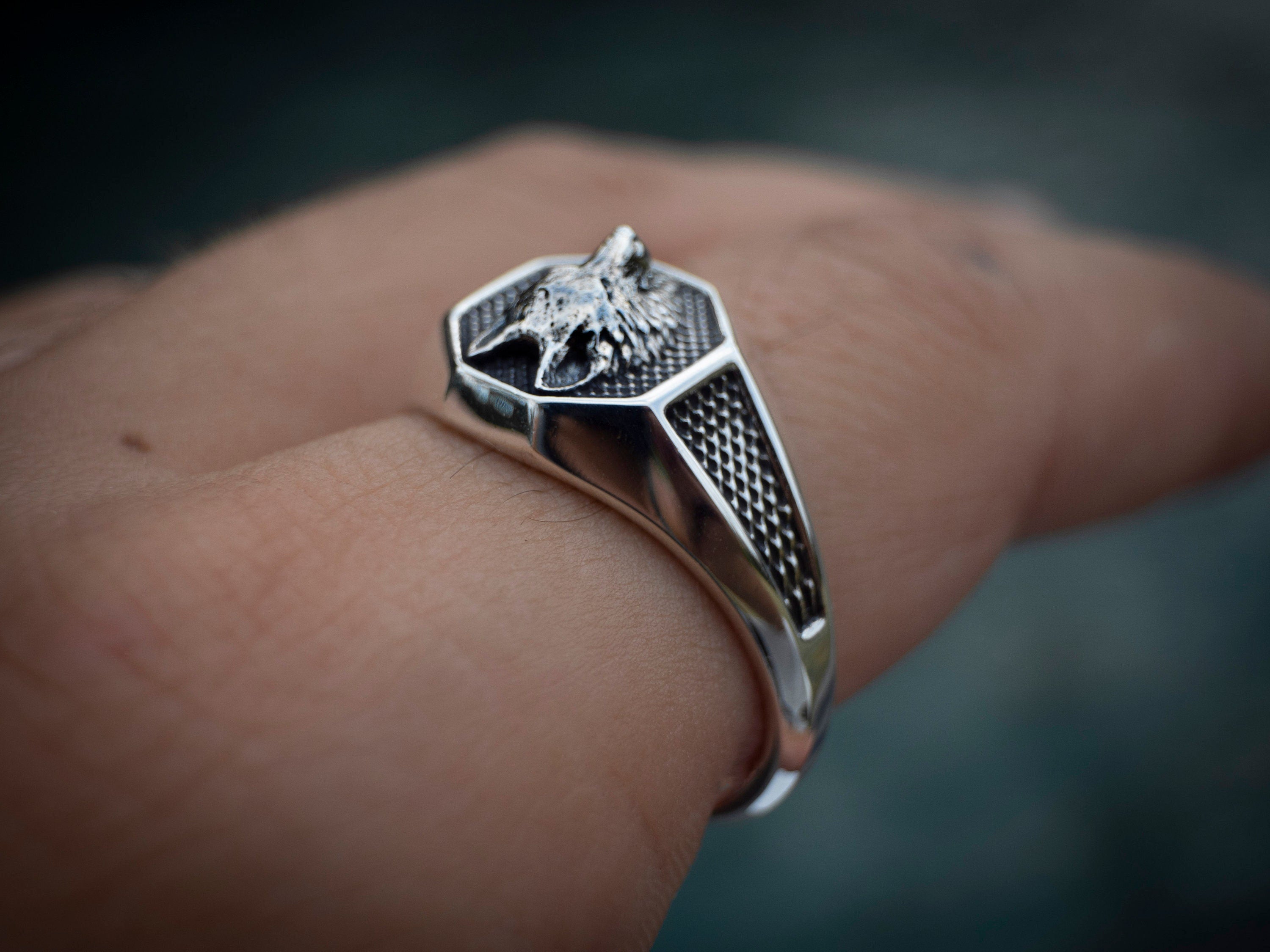 Silver Wolf Ring Men