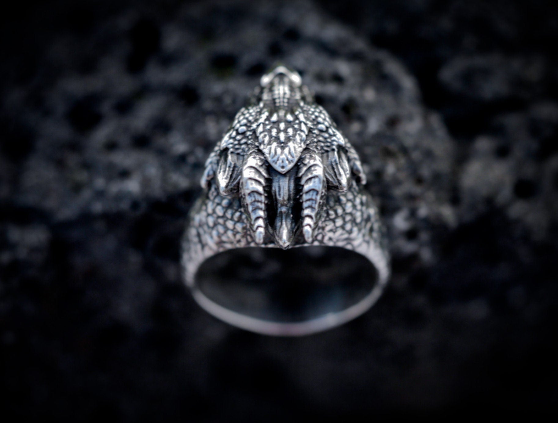 Dragon Head Ring with gemstones