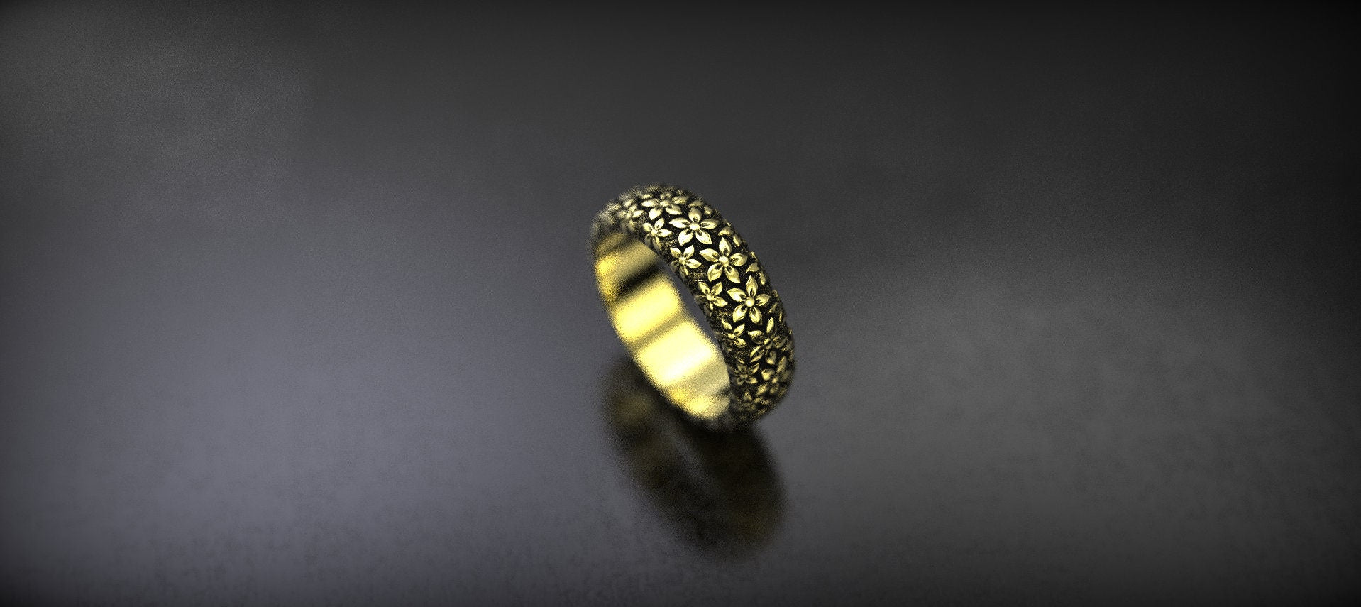 Gold Flower Engagement Ring