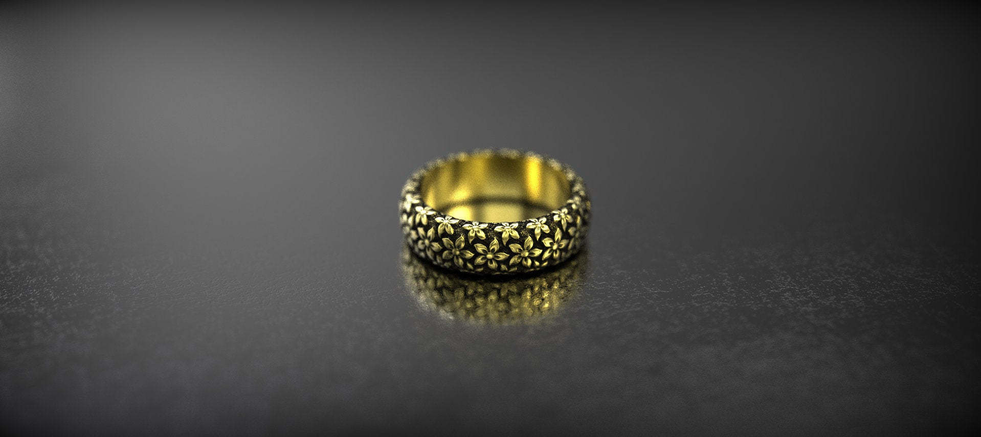 Gold Flower Engagement Ring