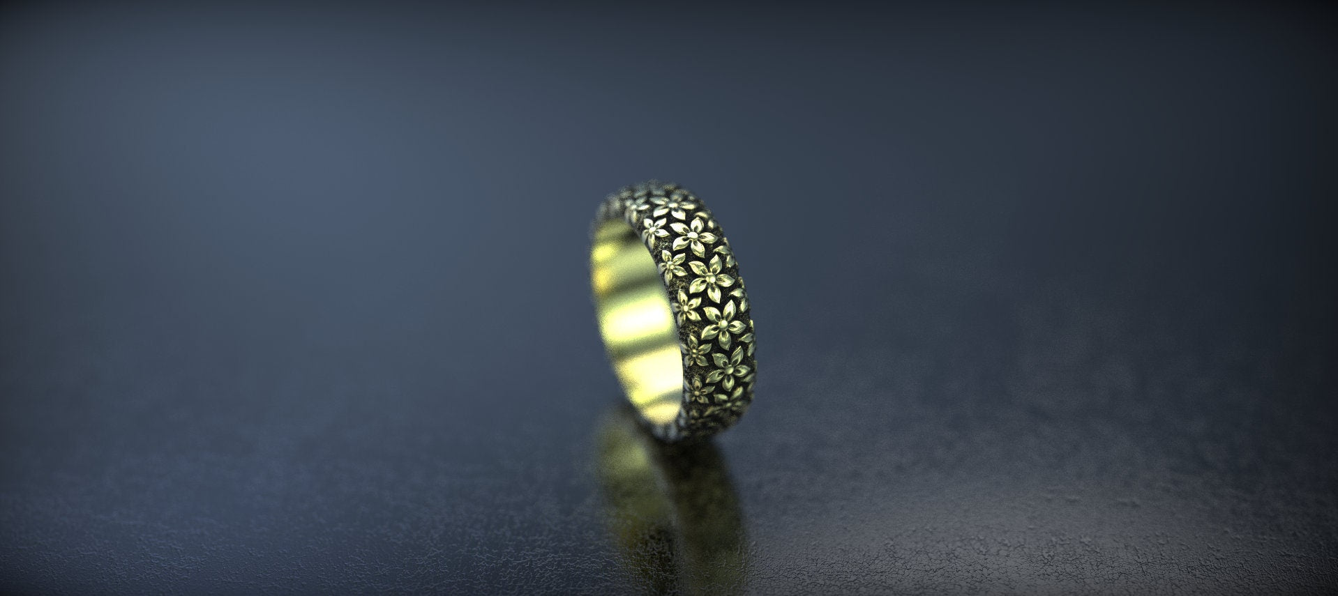 Gold Flower Engagement Ring