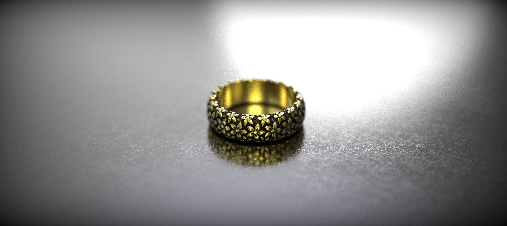 Gold Flower Engagement Ring