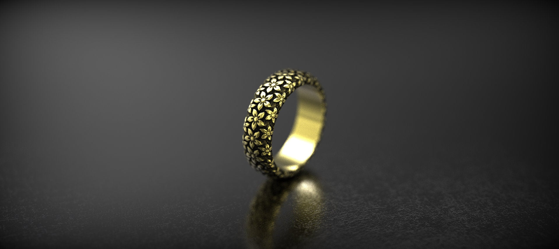 Gold Flower Engagement Ring