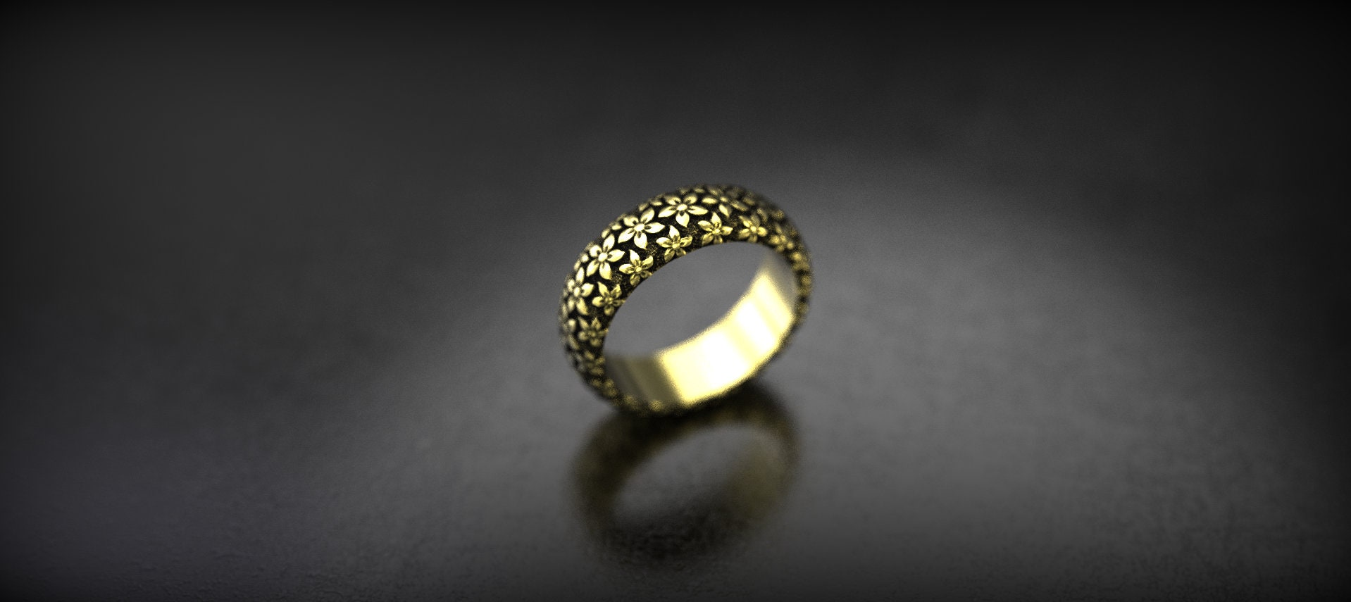 Gold Flower Engagement Ring
