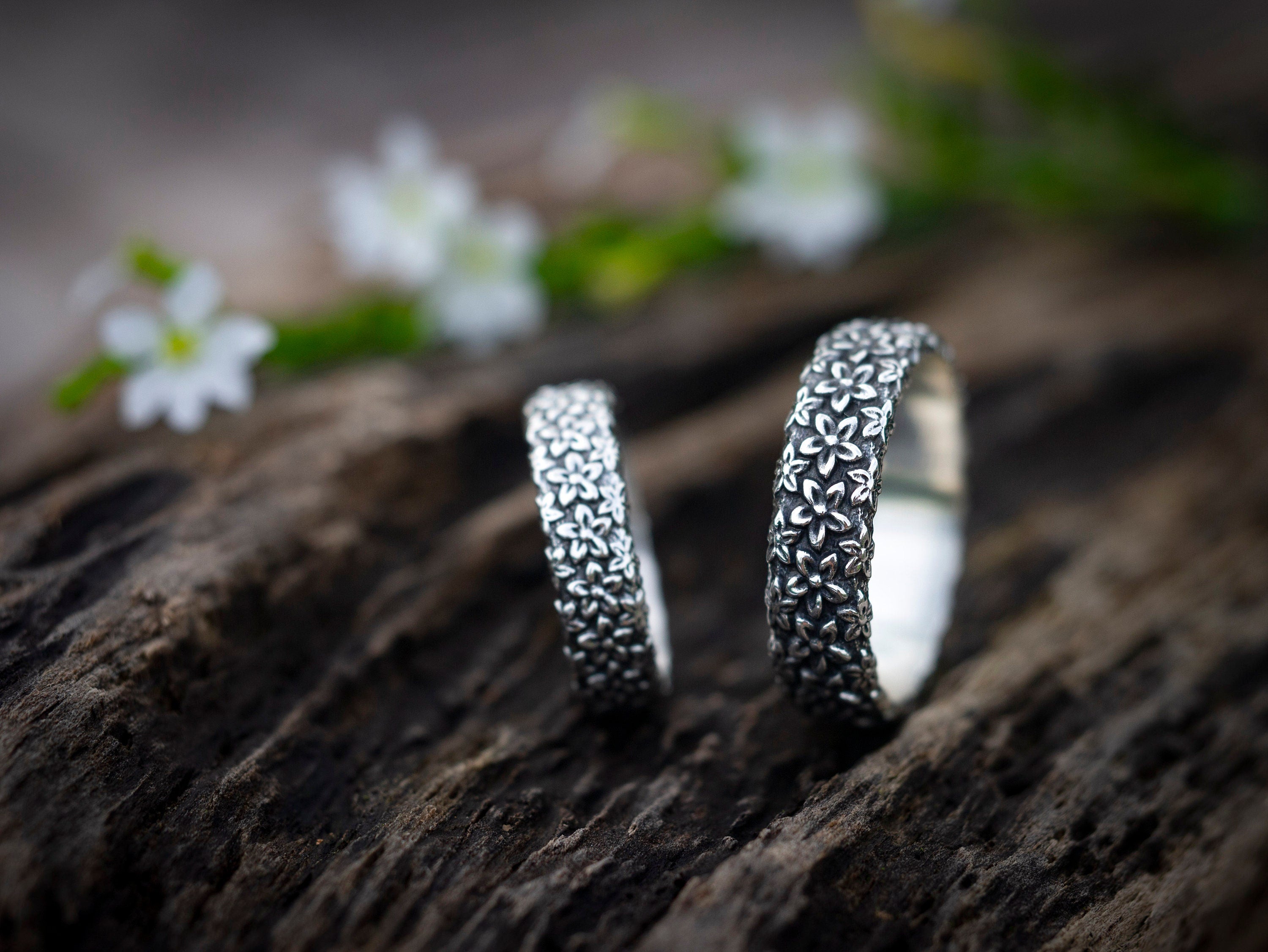 Flower Silver Engagement Ring