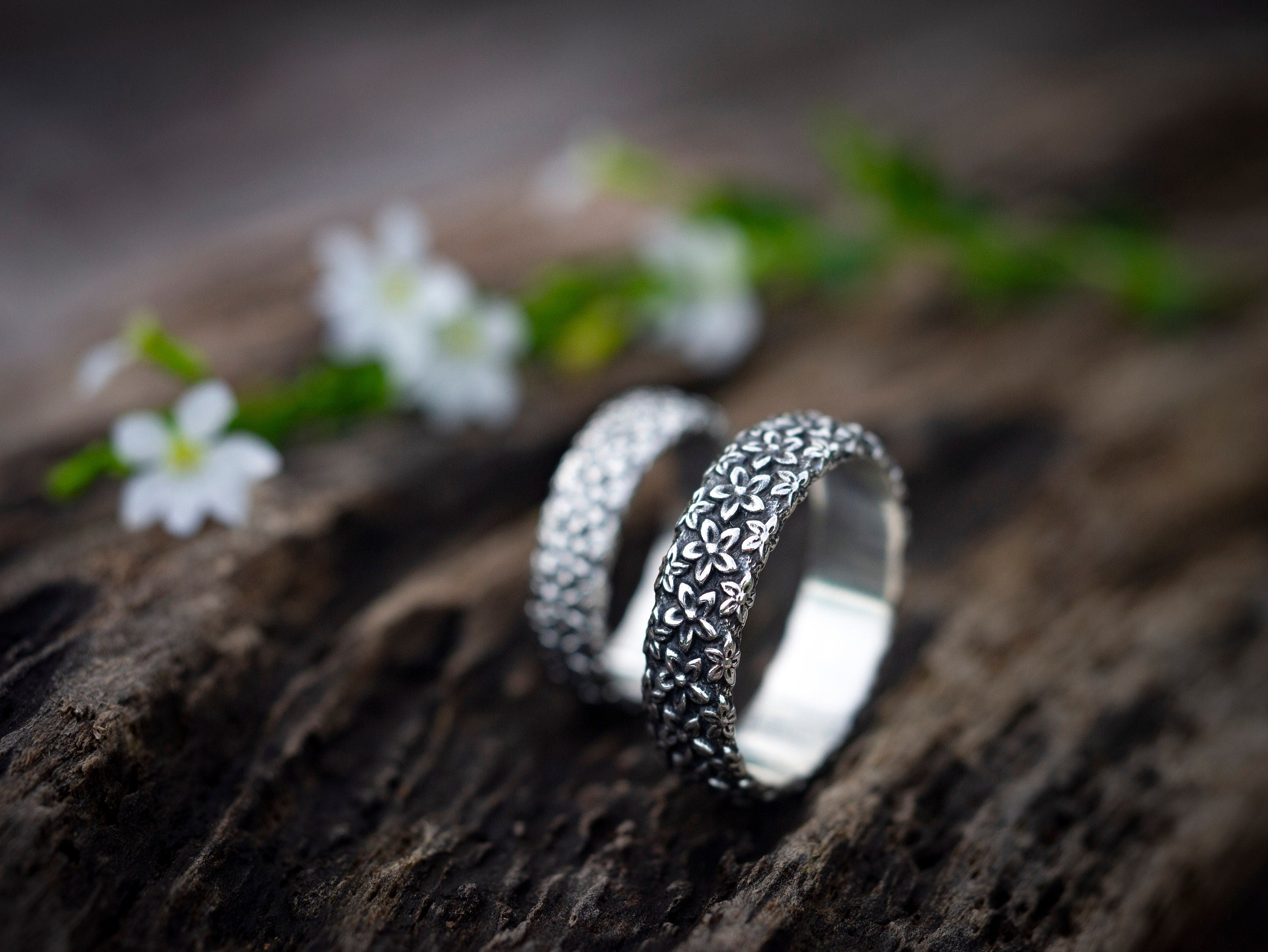 Flower Silver Engagement Ring