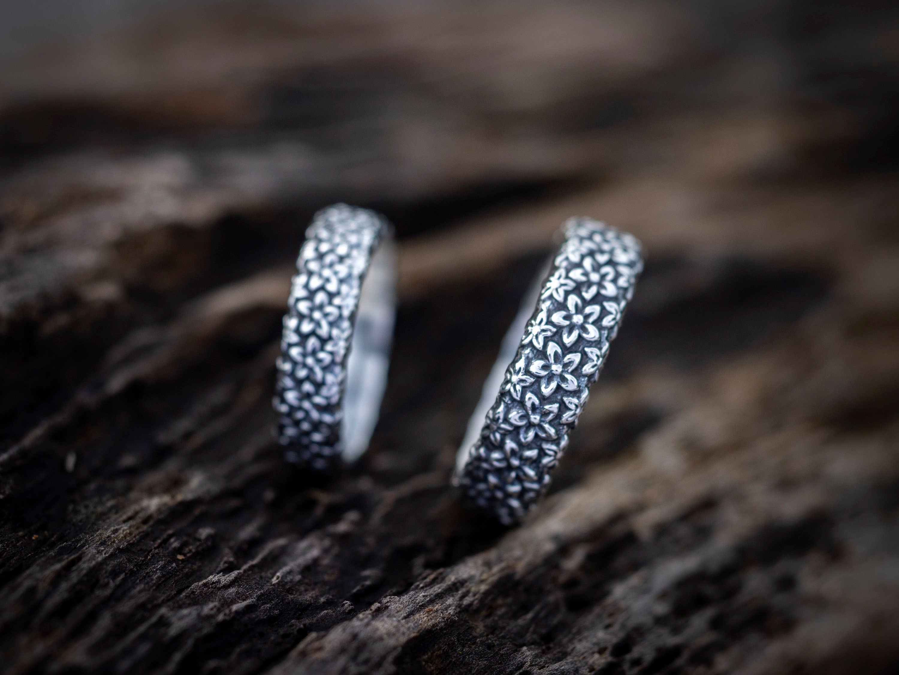 Flower Silver Engagement Ring