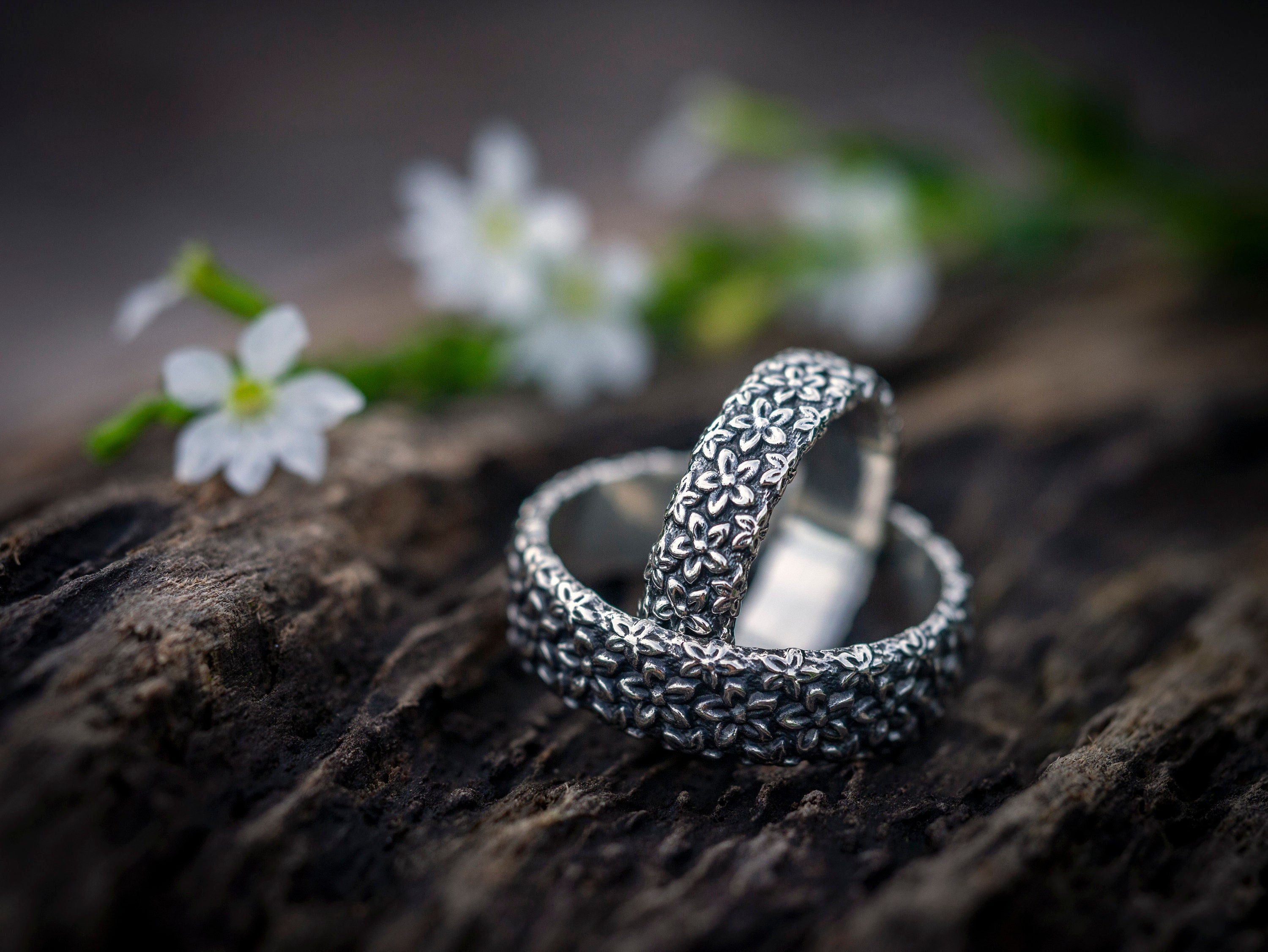 Flower Silver Engagement Ring