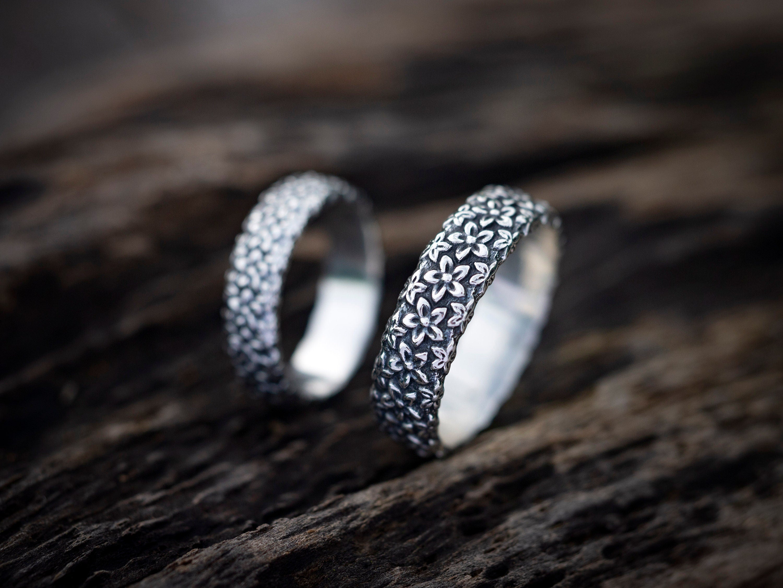 Flower Silver Engagement Ring