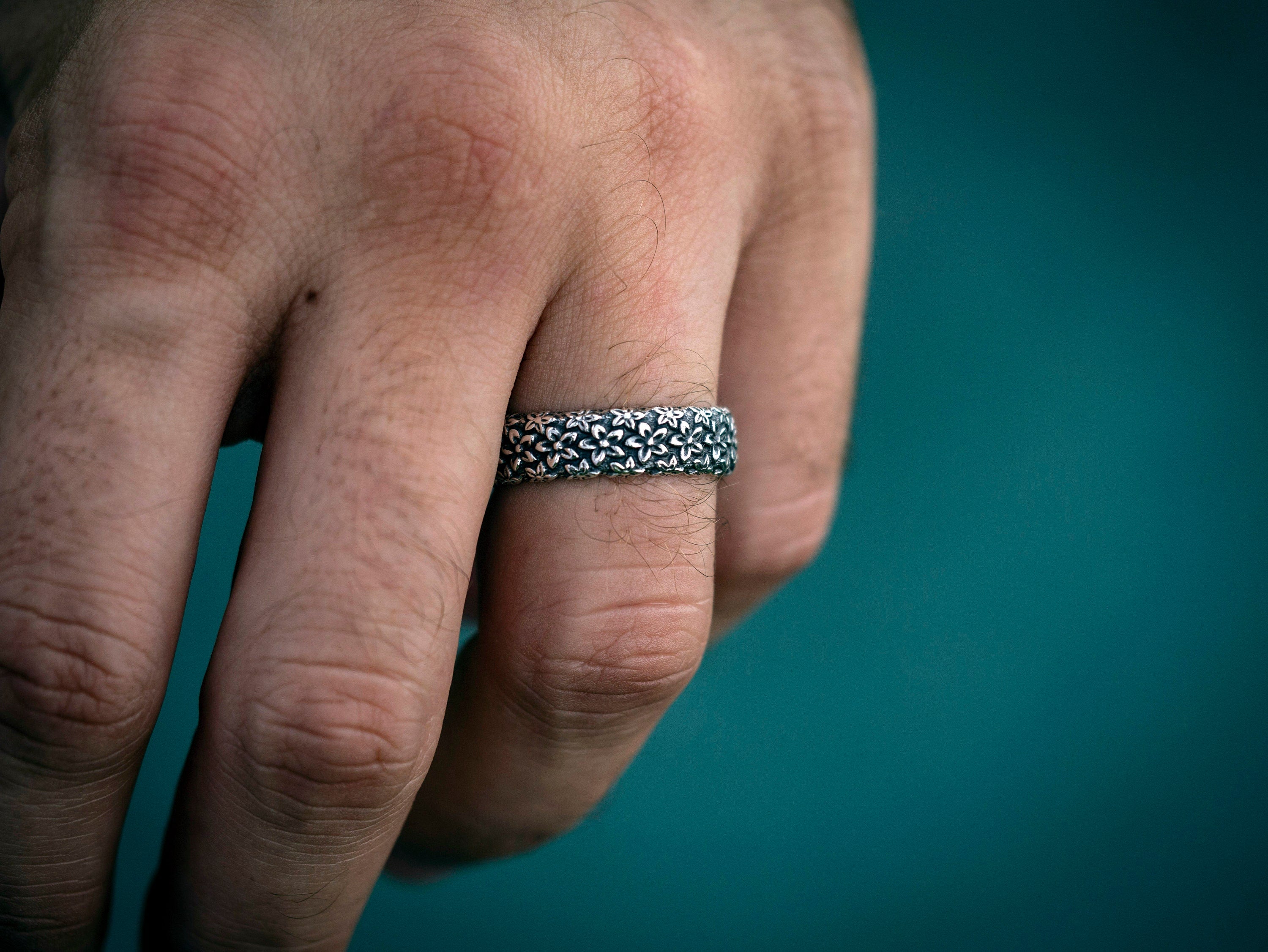 Flower Silver Engagement Ring