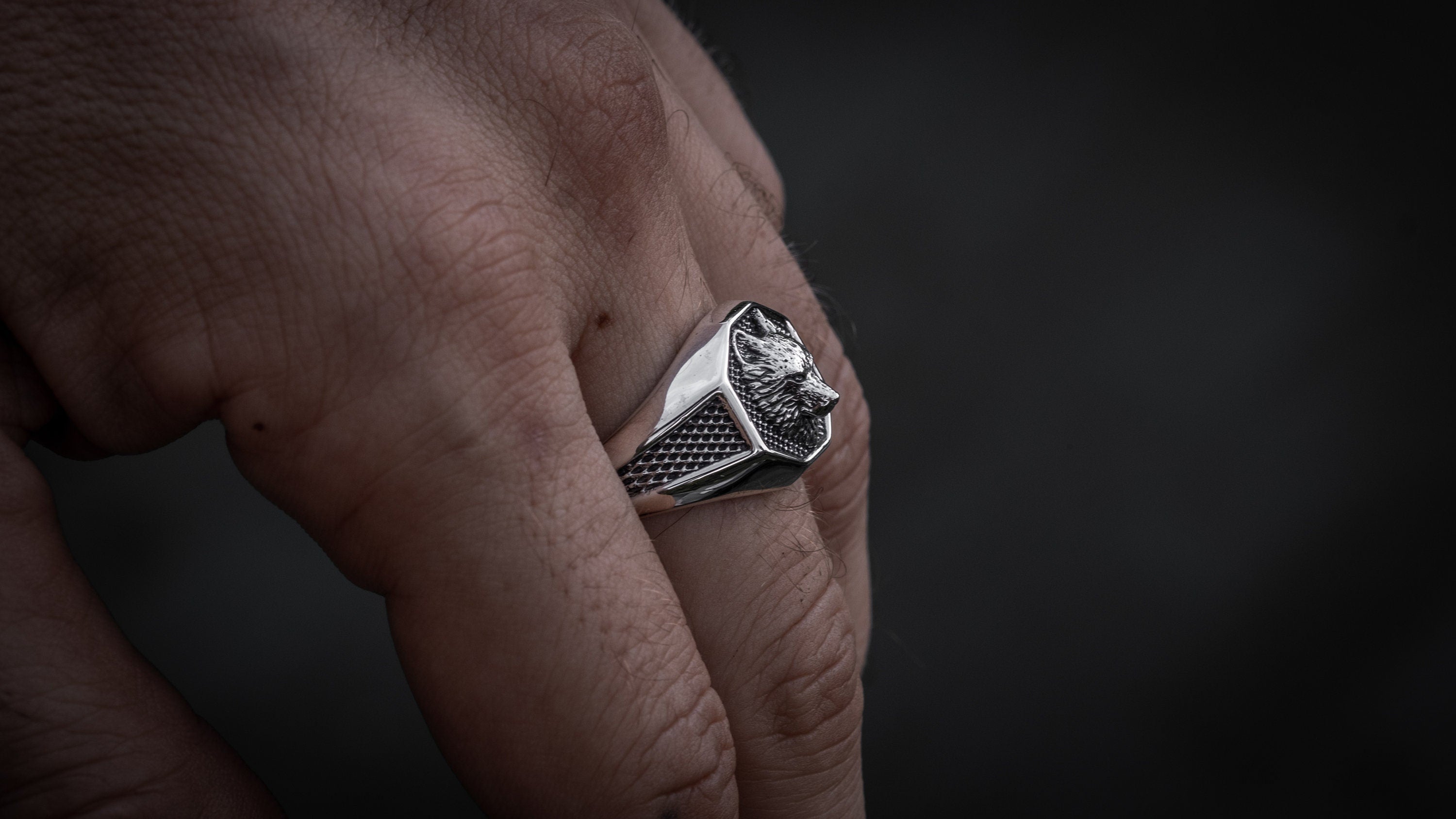Silver Wolf Ring Men