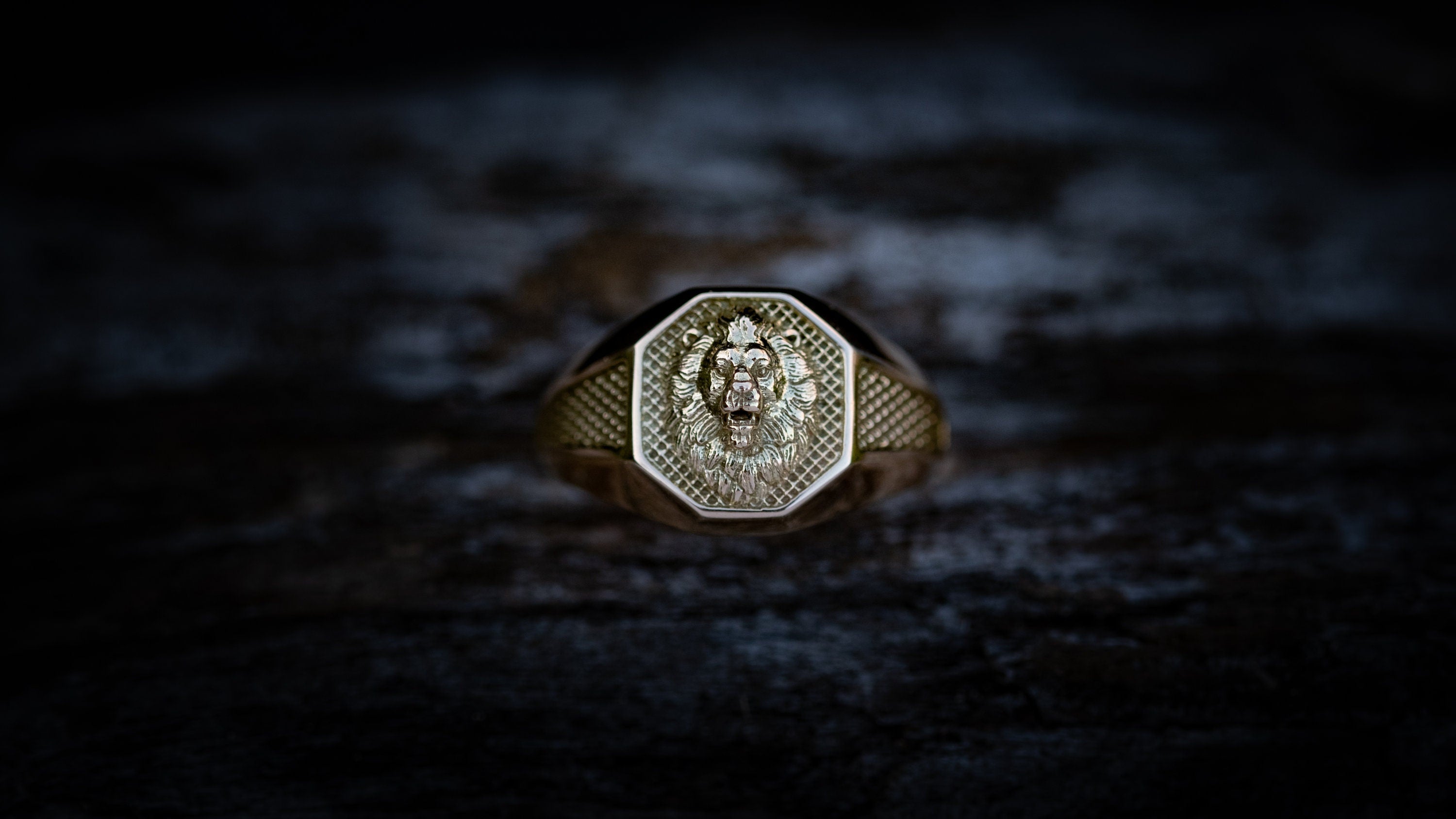 Handmade Gold Lion Mens Ring