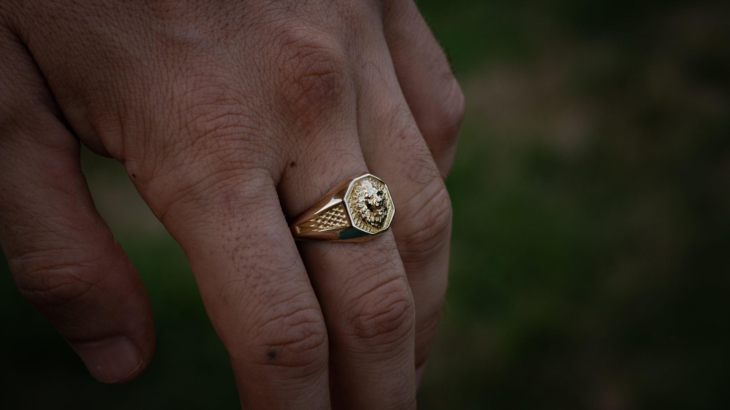 Lion Signet Mens Ring