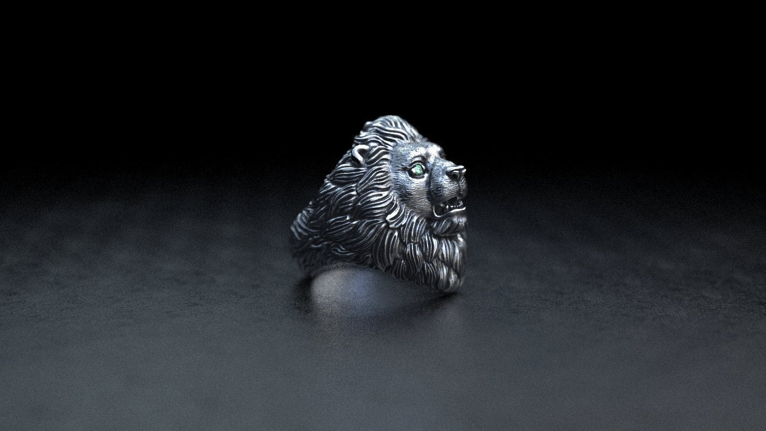 Silver Lion Head ring