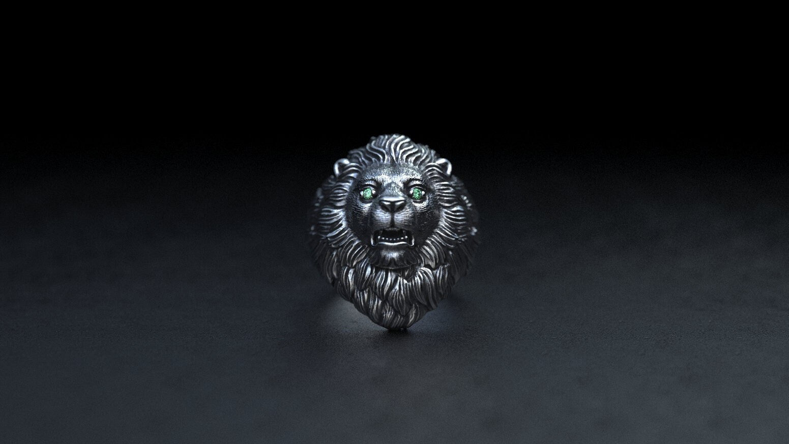 Silver Lion Head ring