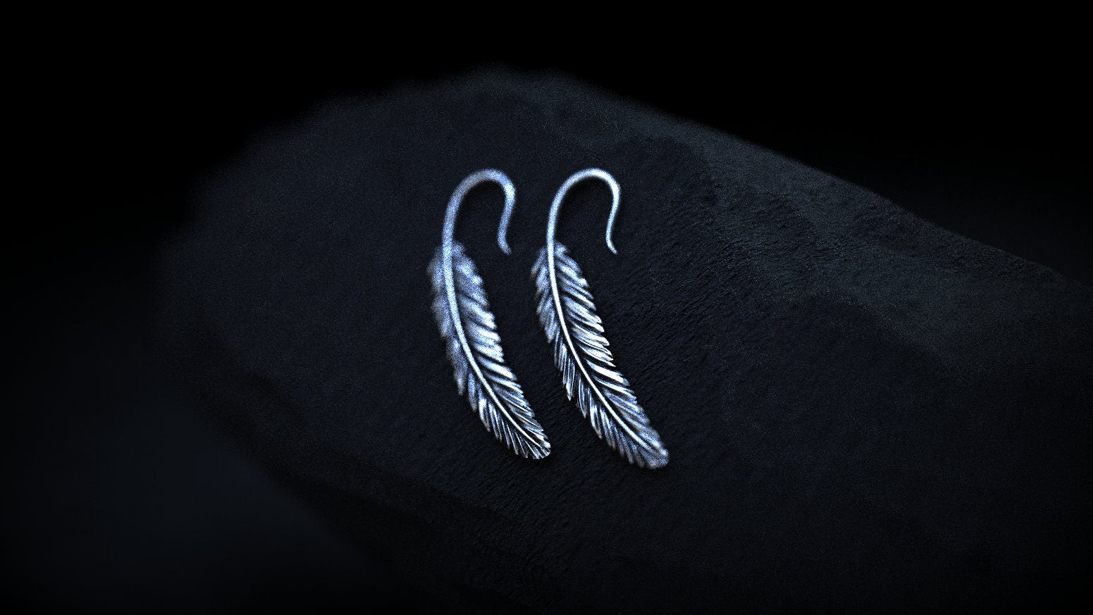Sterling Silver Feather Earrings