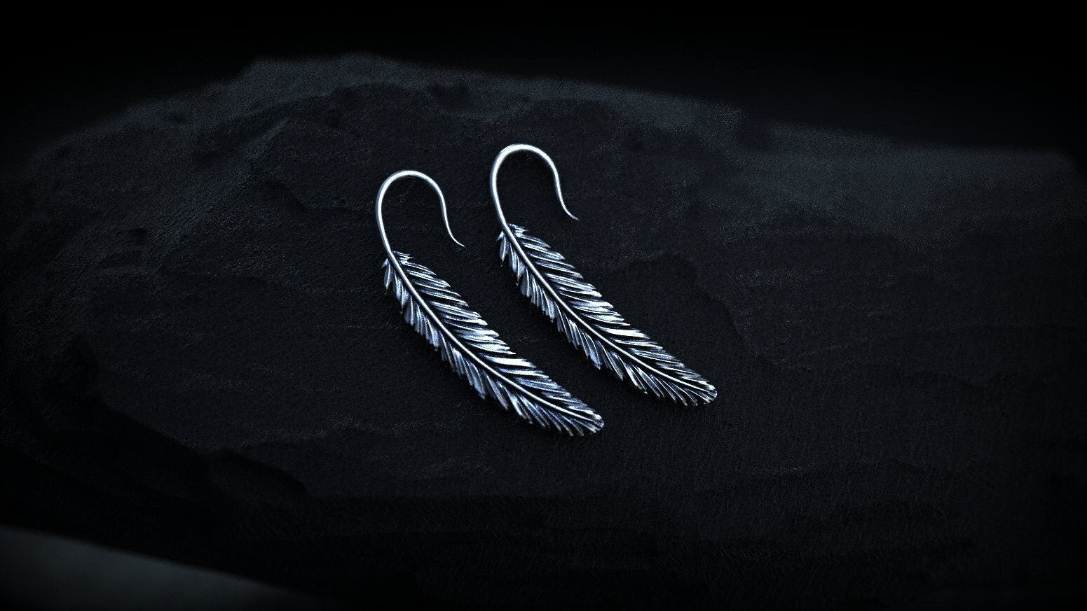 Sterling Silver Feather Earrings