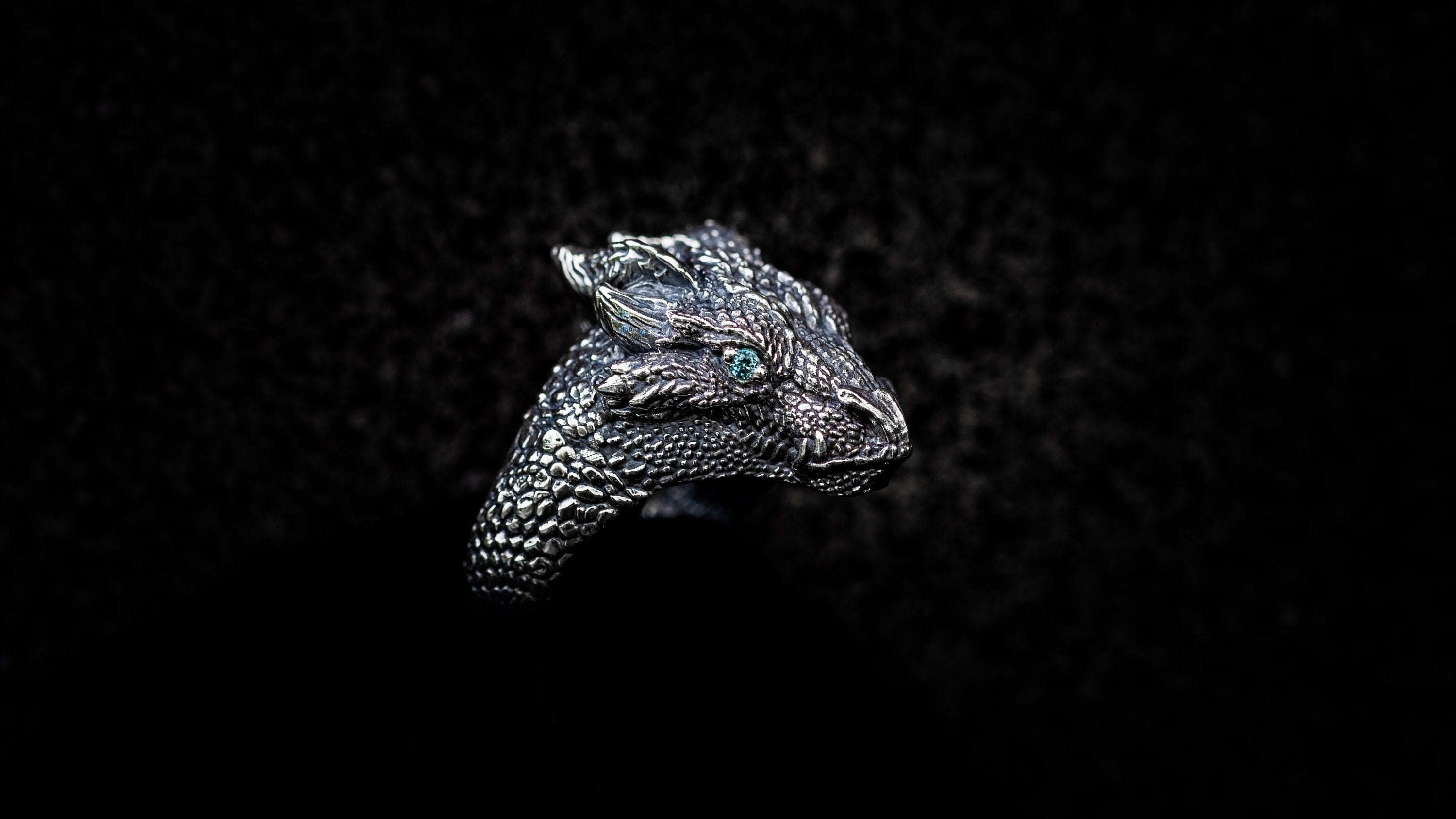 Silver Dragon Head Ring