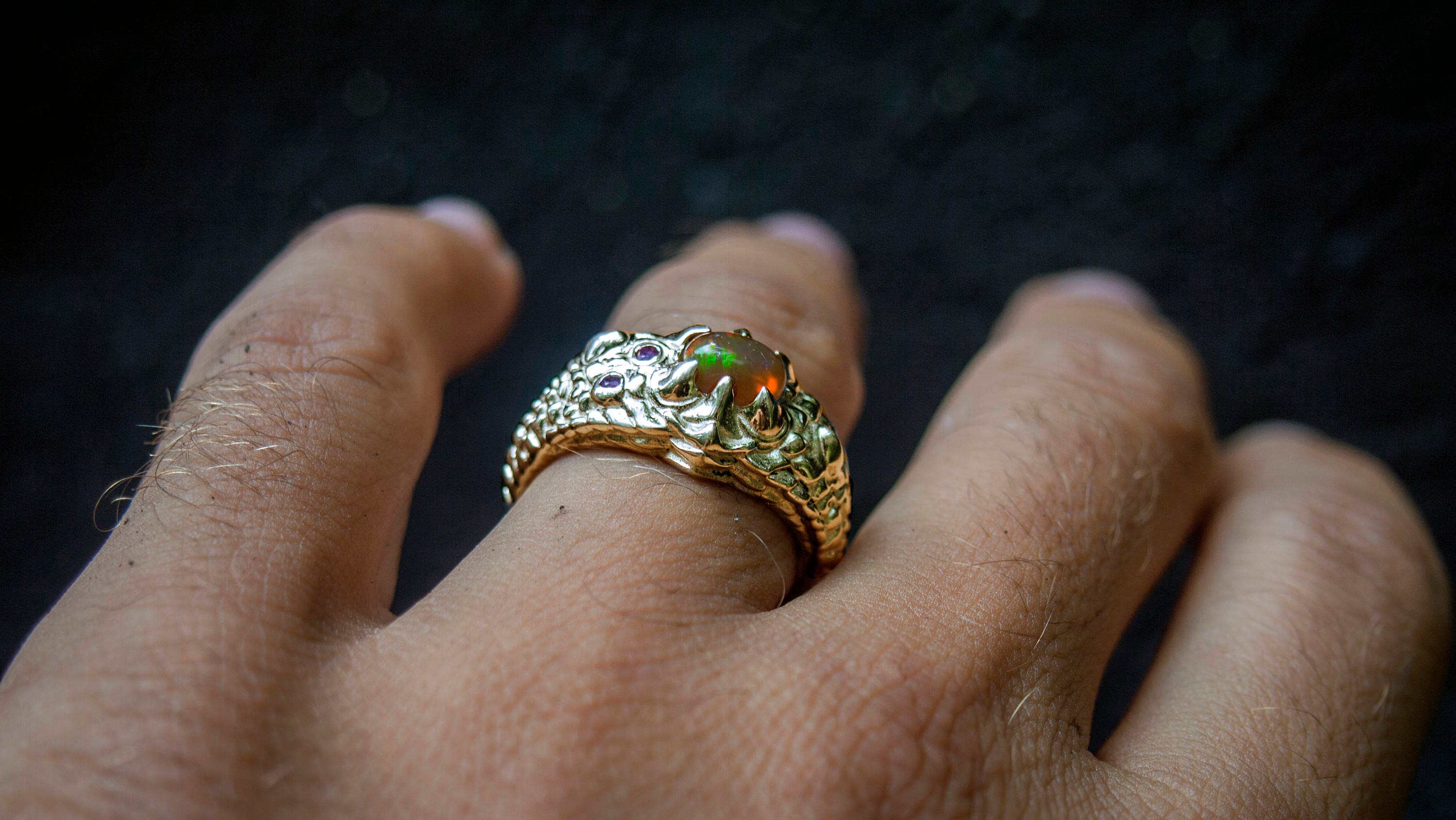 Gold Dragon Eye Ring