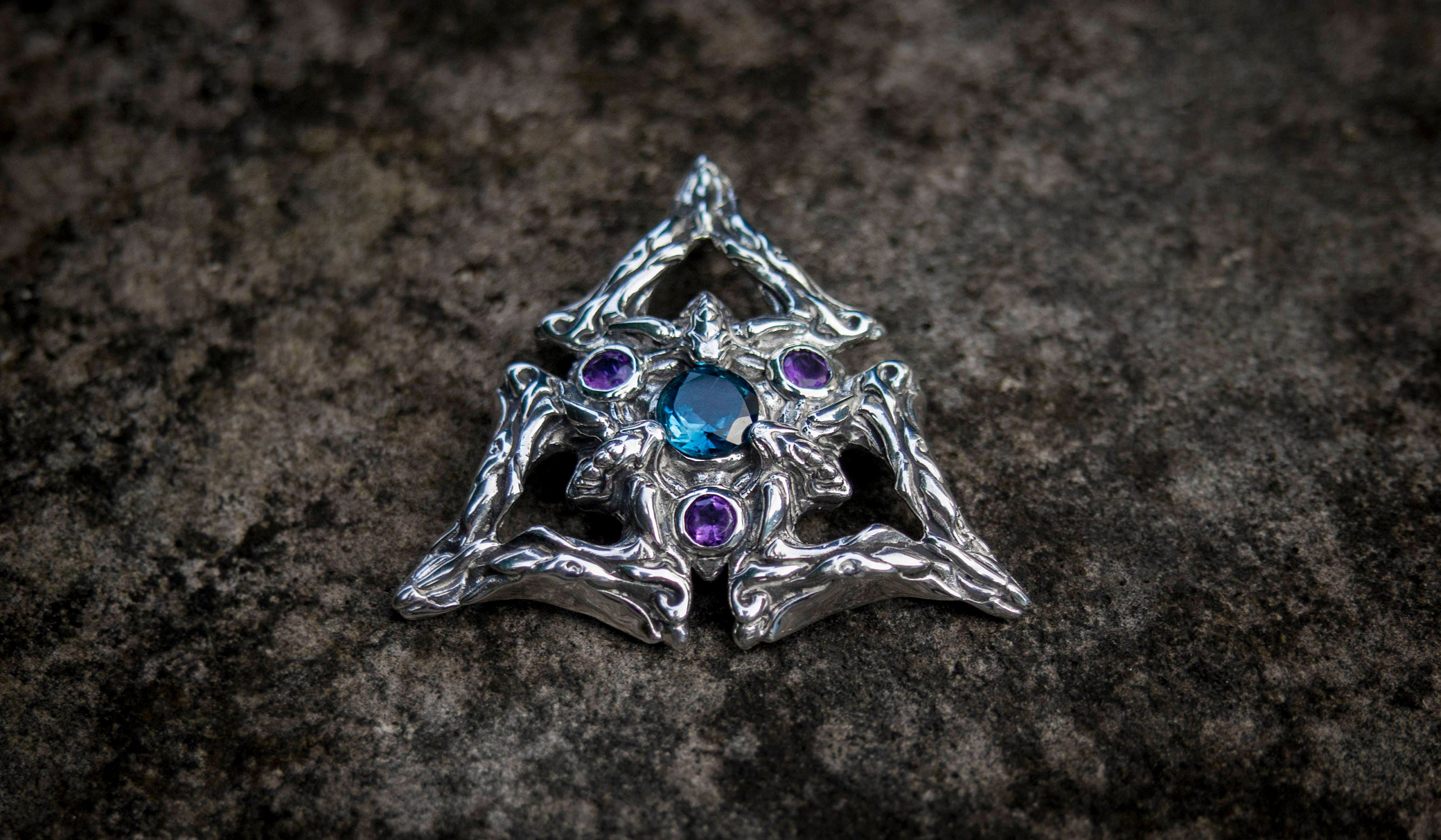 Mandala Pendant 'Triplex' | Sacred Geometry | Geometry Pendant | Multistone Jewelry | Amethyst Pendant | Space Jewelry