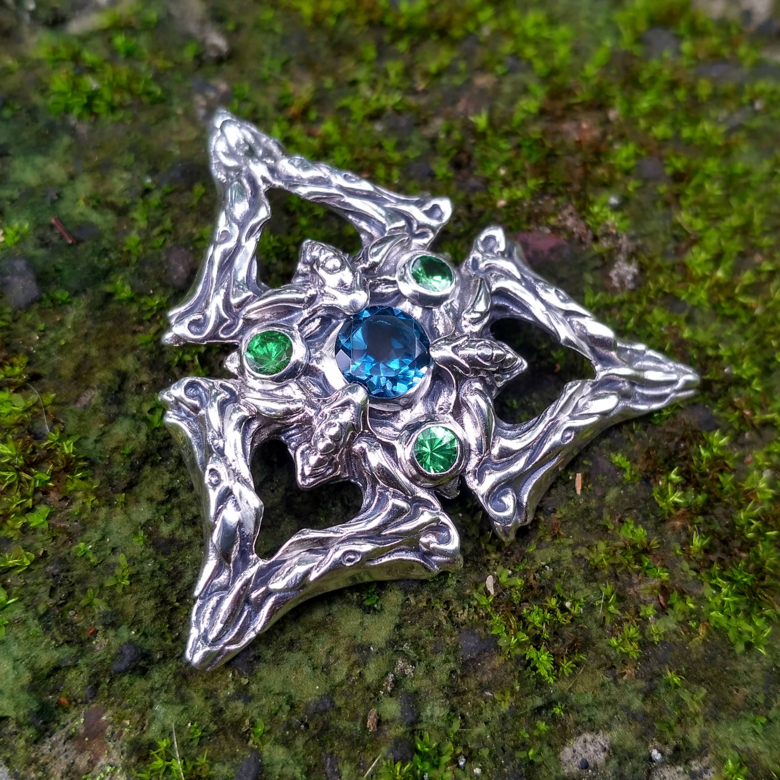 Mandala Pendant 'Triplex' | Sacred Geometry | Geometry Pendant | Multistone Jewelry | Amethyst Pendant | Space Jewelry