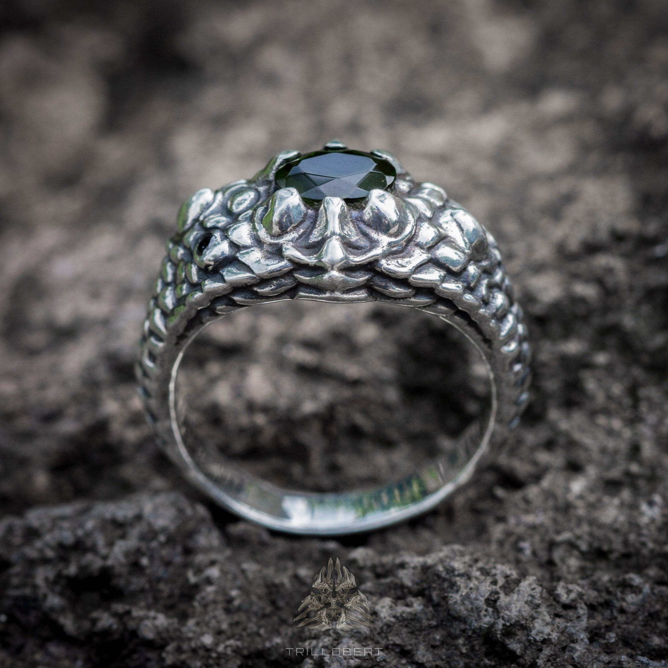 Dragon Ring with Gemstone 'Dragon Eye' | Dragon Jewelry | Scales Ring | Fantasy Ring | Cool Mens Rings