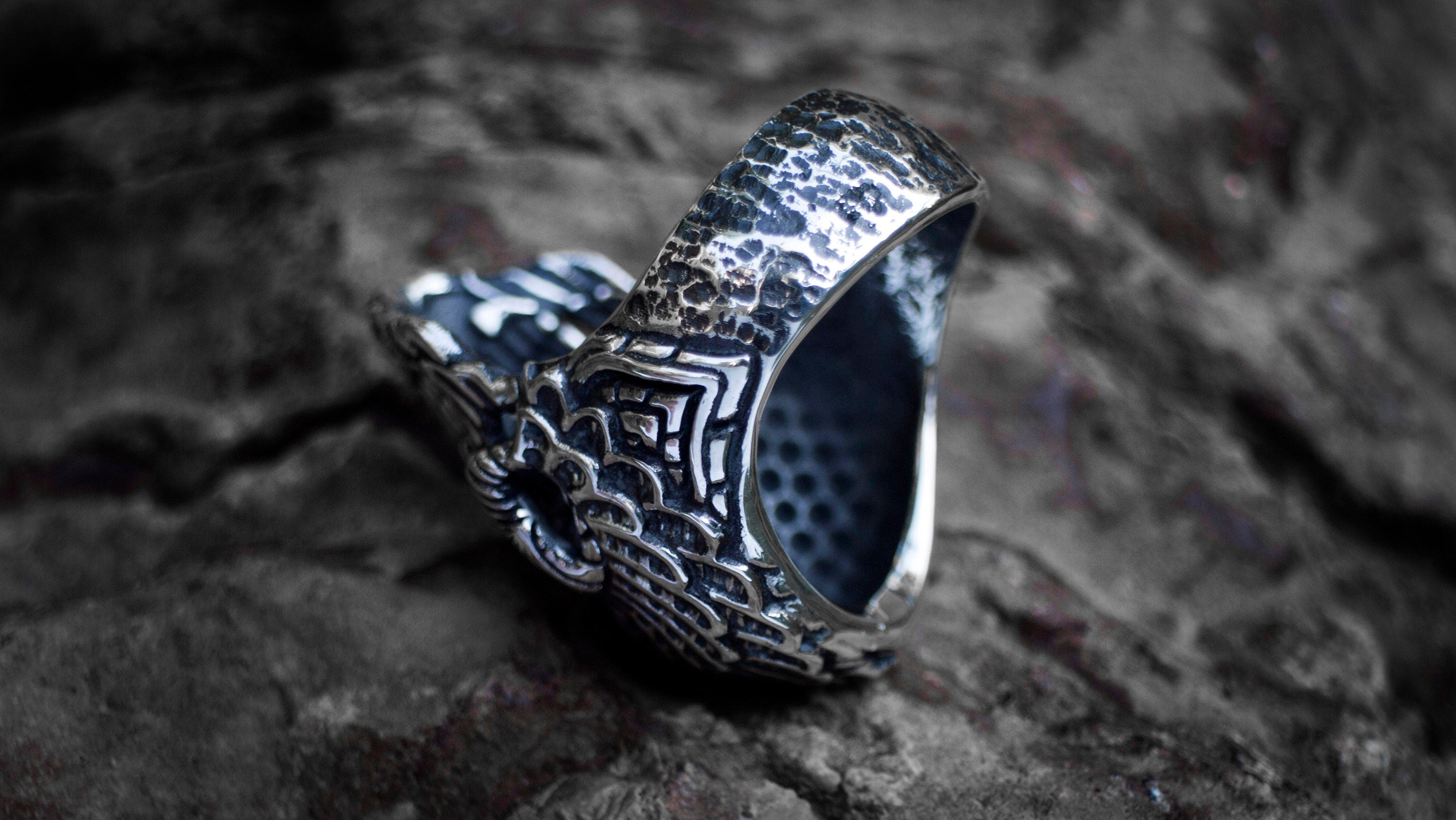 Silver Skull Ring 'Spiral' | Skull Ring Men | Mens Skull Ring. Unique Skull Ring | Skull Ring Silver | Carved Skull Ring