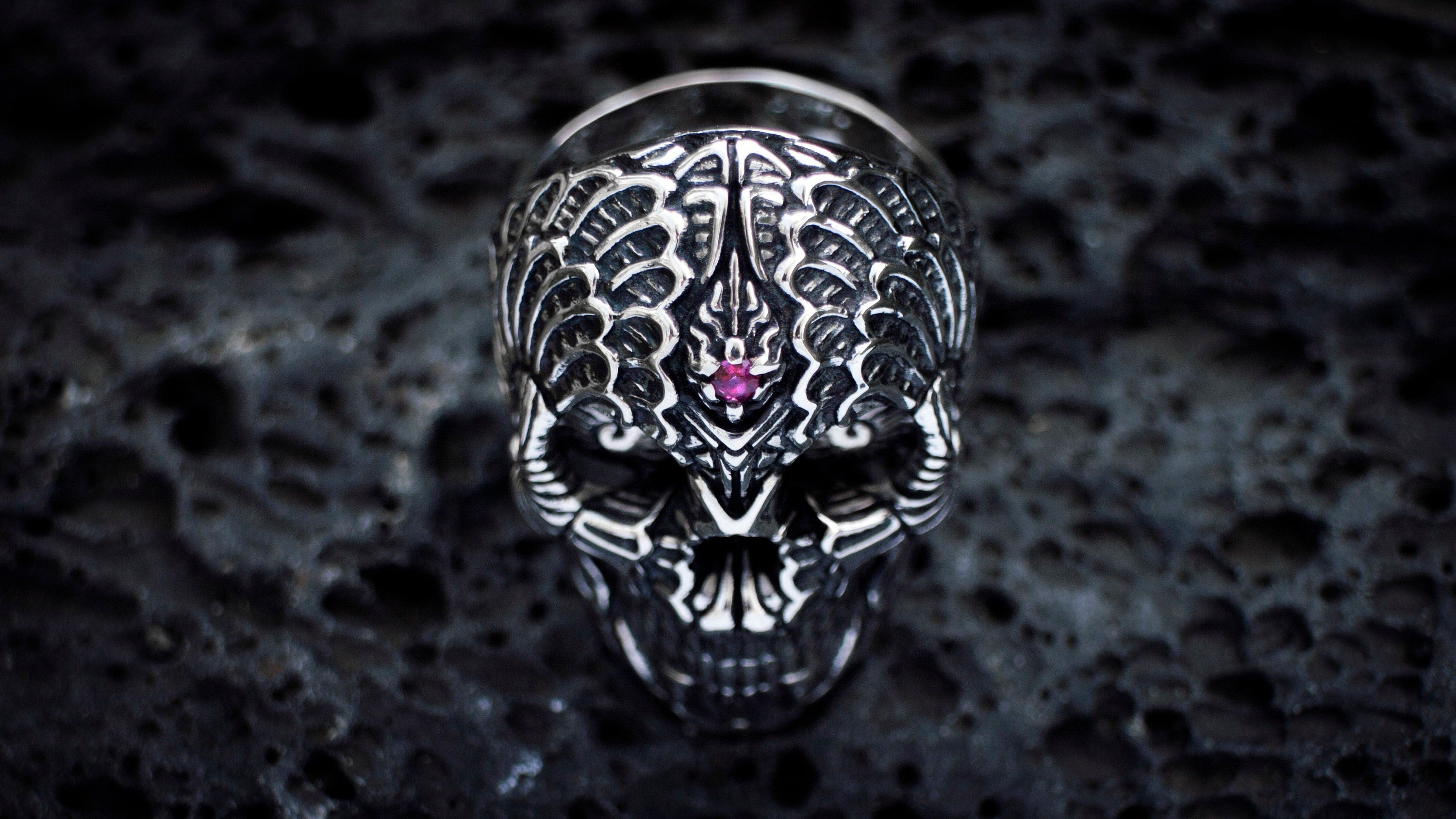 Silver Skull Ring 'Spiral' | Skull Ring Men | Mens Skull Ring. Unique Skull Ring | Skull Ring Silver | Carved Skull Ring