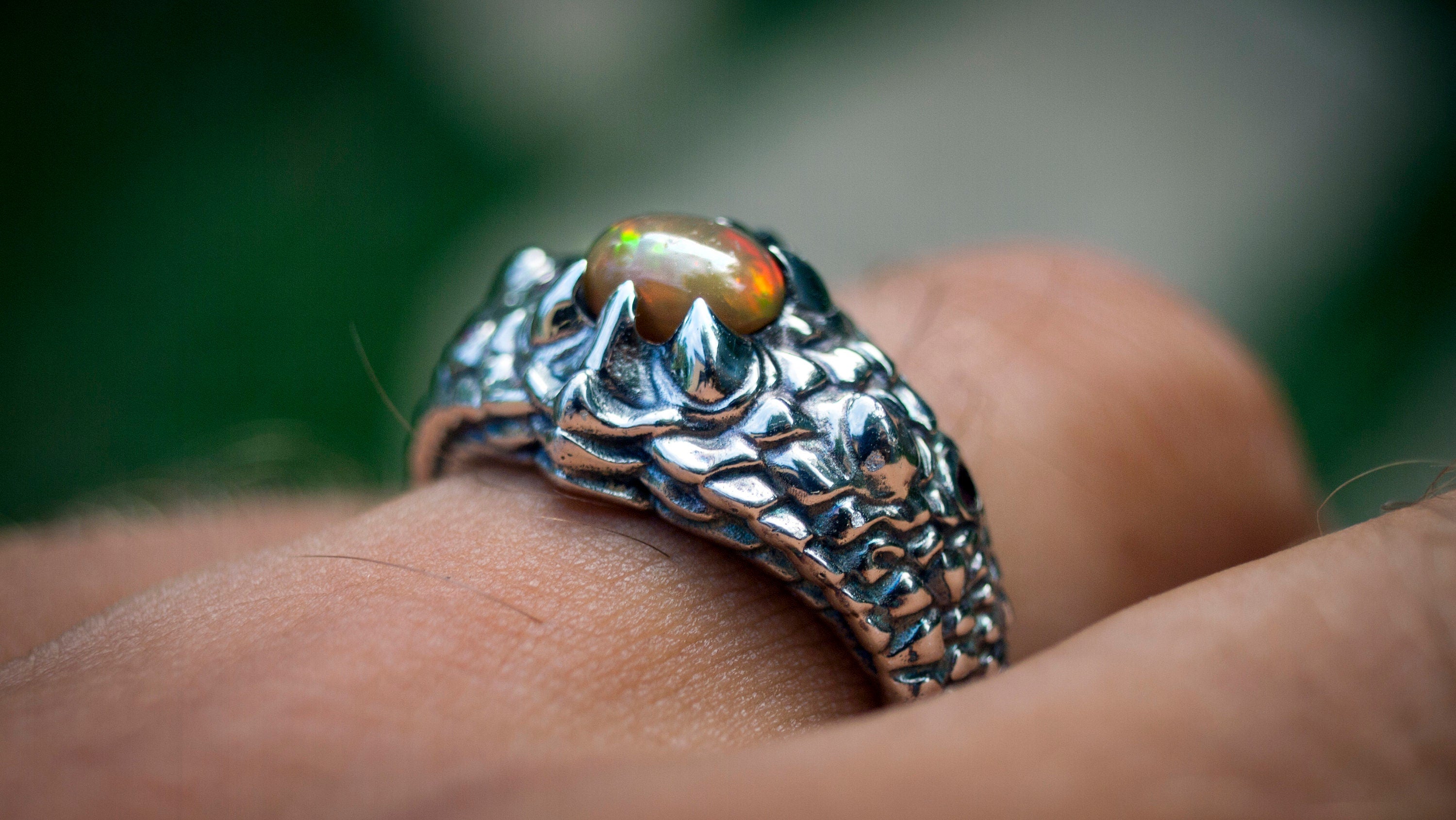 Dragon Ring with Gemstone 'Dragon Eye' | Dragon Jewelry | Scales Ring | Fantasy Ring | Cool Mens Rings