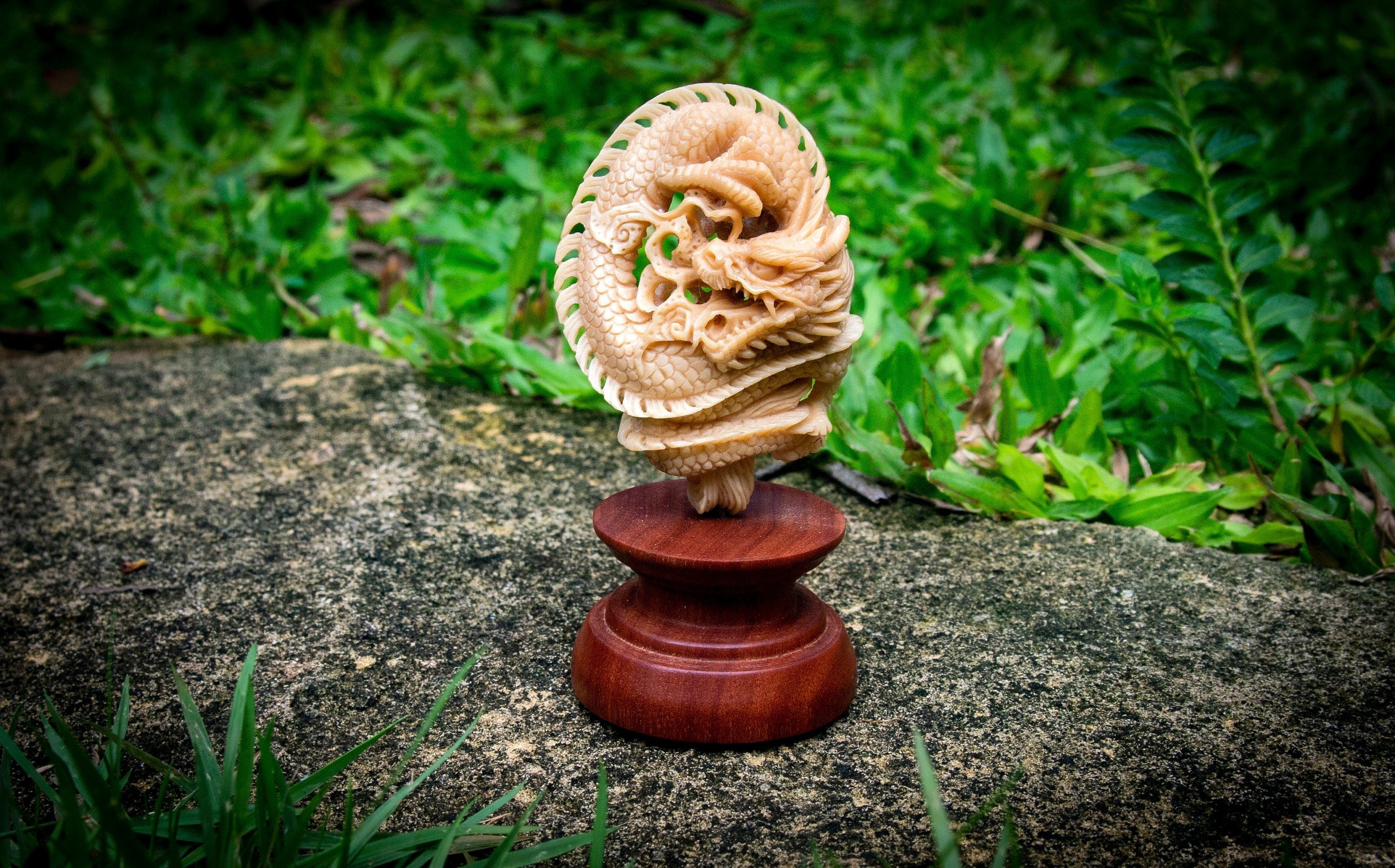 Dragon figurine carved as a collectible fantasy sculpture