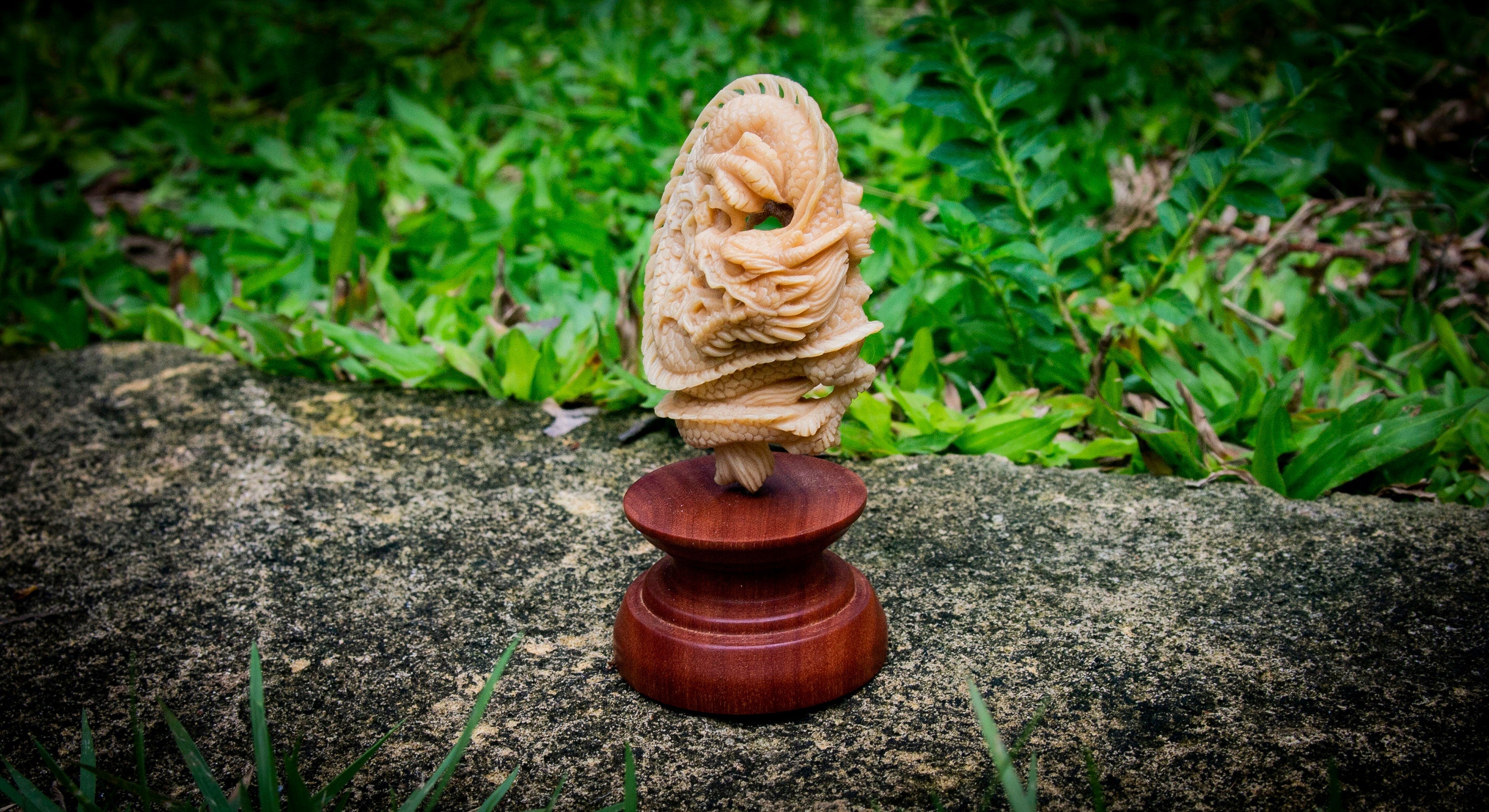 Handmade dragon decor with detailed fantasy carving