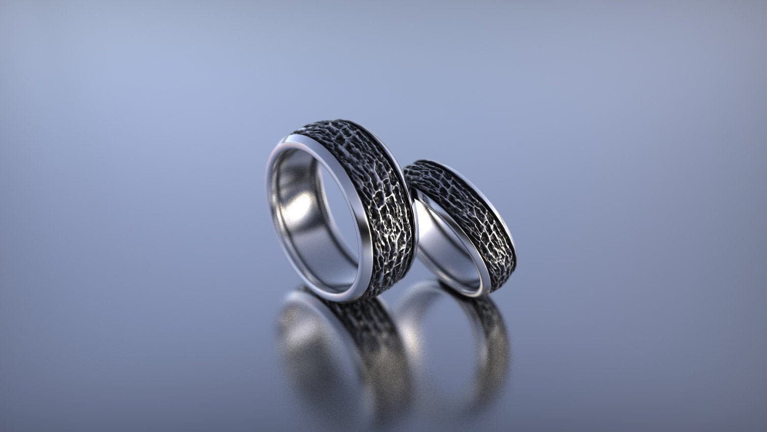 Tree Bark Silver Ring - Nature-Inspired Rustic Wedding Band in Sterling Silver