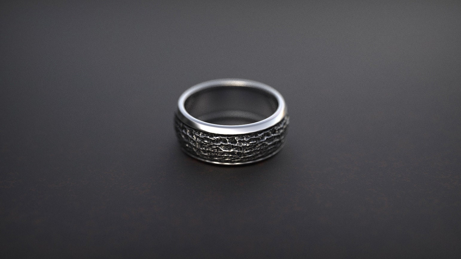 Tree Bark Silver Ring - Nature-Inspired Rustic Wedding Band in Sterling Silver