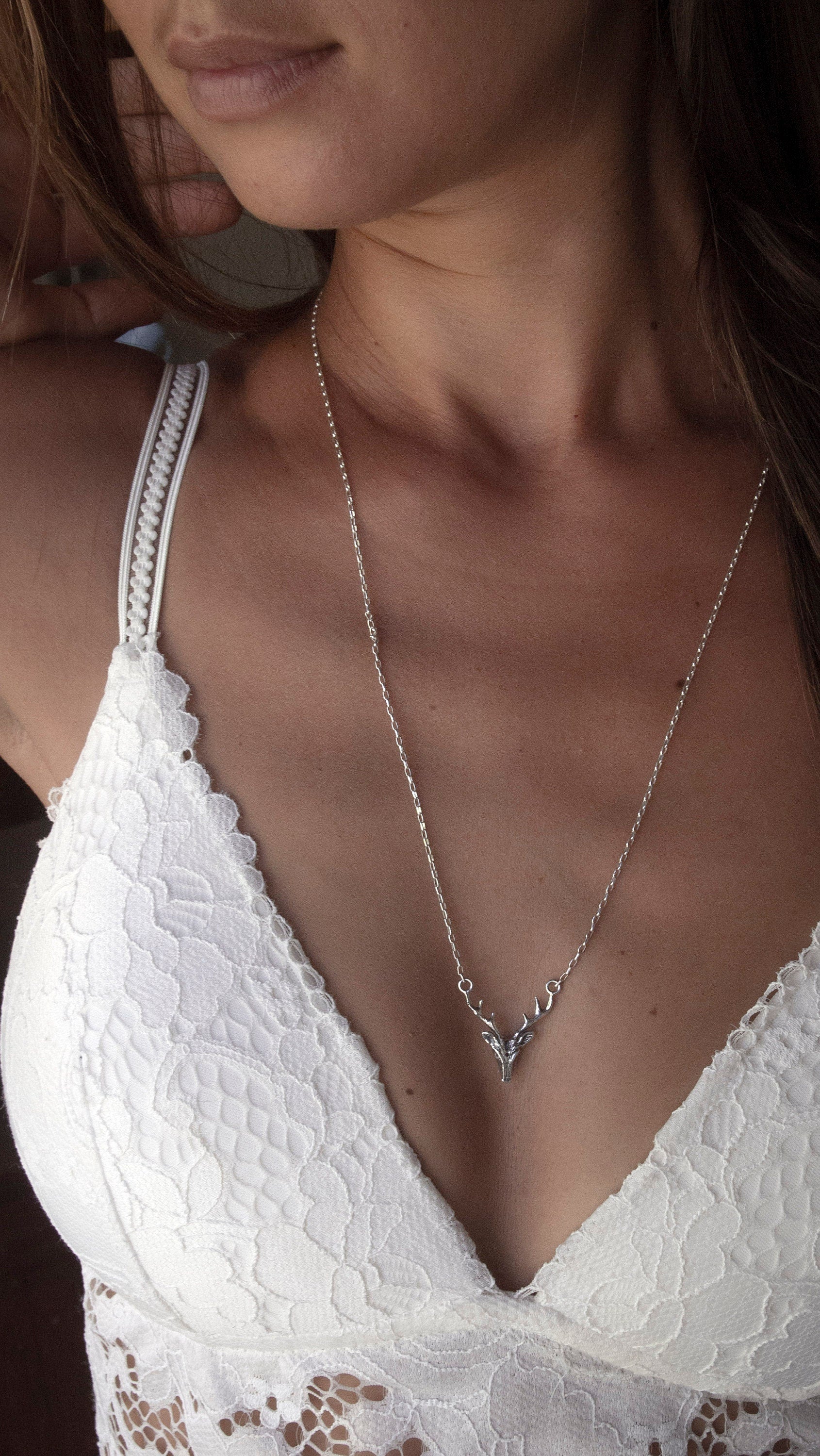 Deer Pendant | Silver Deer Pendant with gemstone | Deer Jewelry | Animal Pendant | Animal Jewelry | Nature Inspired