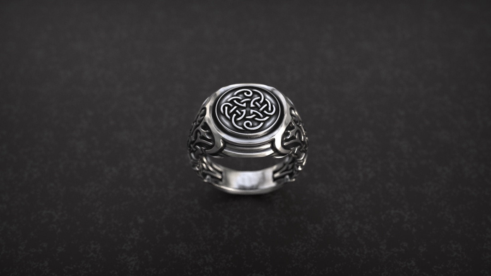 Celtic Knot Signet Ring | Silver Viking Ring | Medieval Ring | Pagan ring | Silver Viking Ring | Signet Ring Men