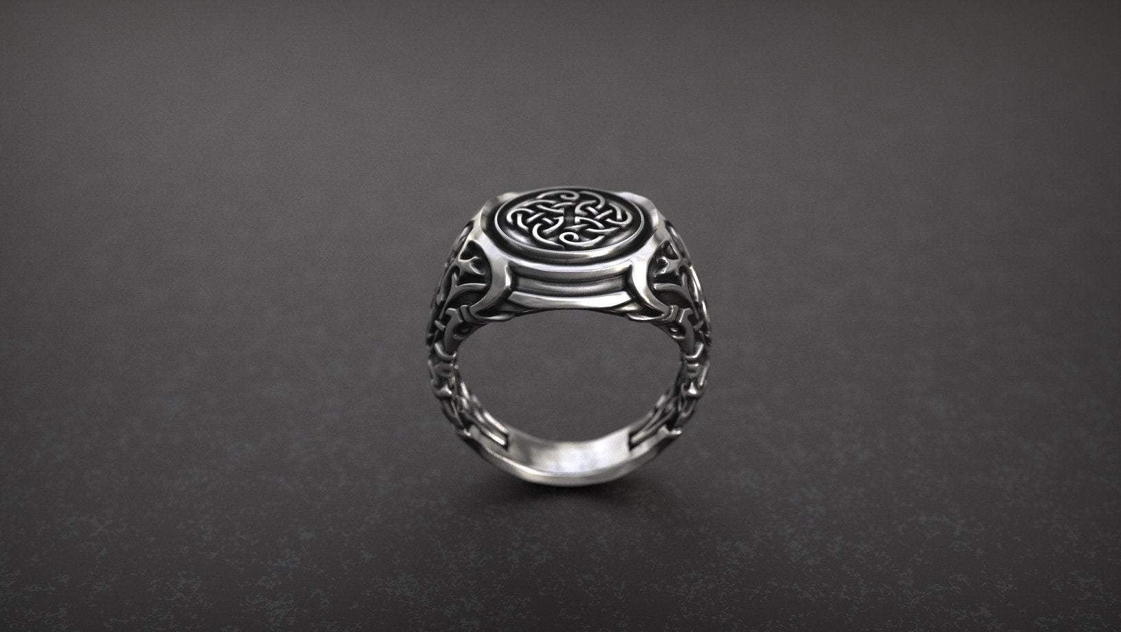 Celtic Knot Signet Ring | Silver Viking Ring | Medieval Ring | Pagan ring | Silver Viking Ring | Signet Ring Men