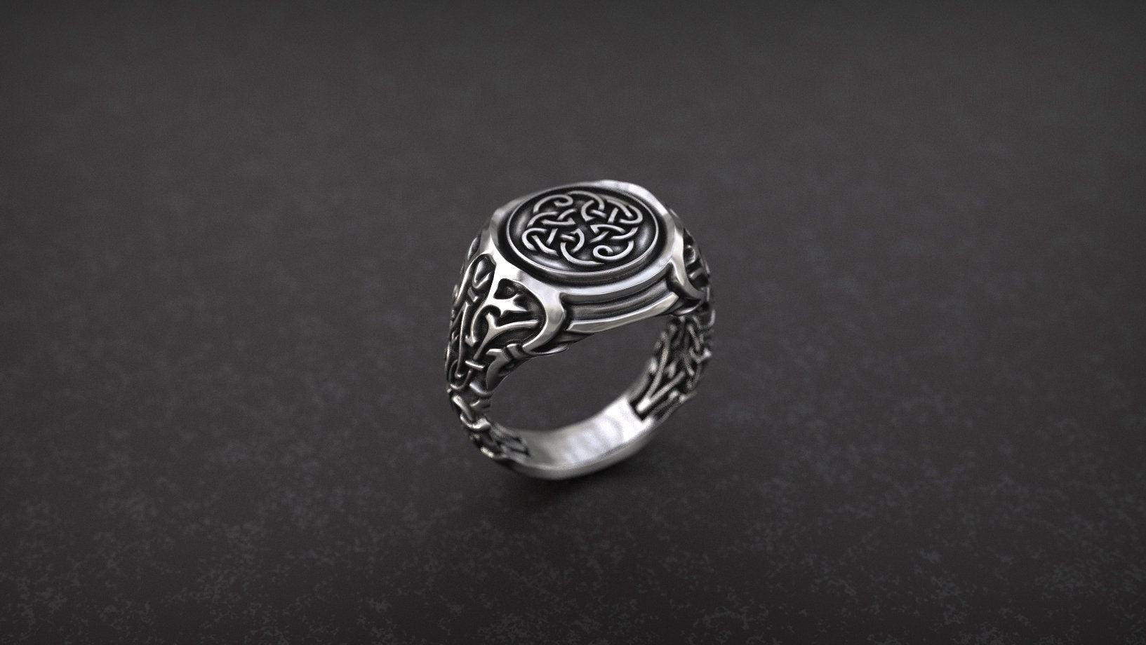 Celtic Knot Signet Ring | Silver Viking Ring | Medieval Ring | Pagan ring | Silver Viking Ring | Signet Ring Men